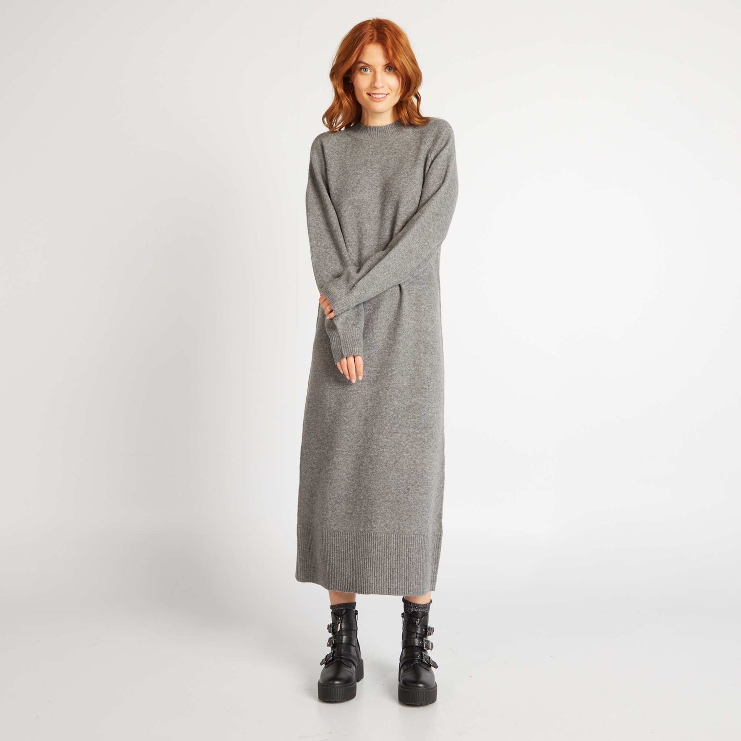 Robe pull midi Gris