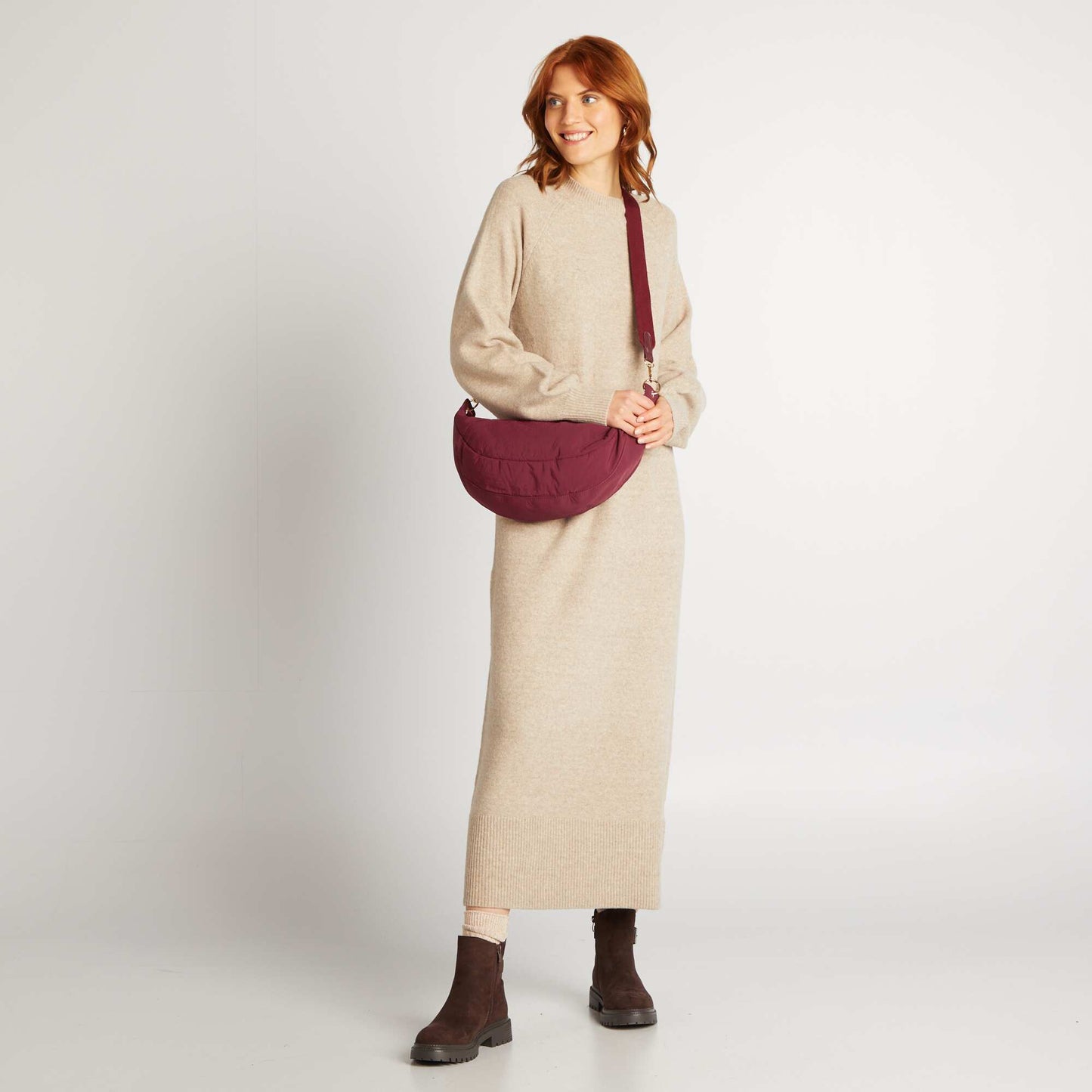 Robe pull midi Beige