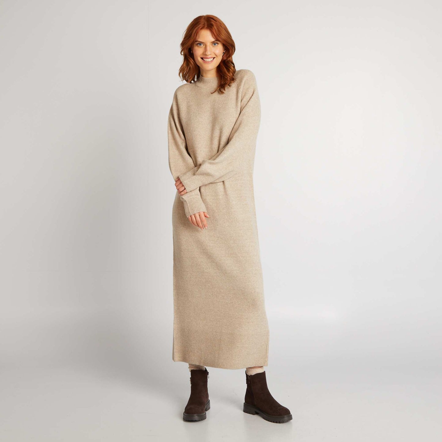 Robe pull midi Beige