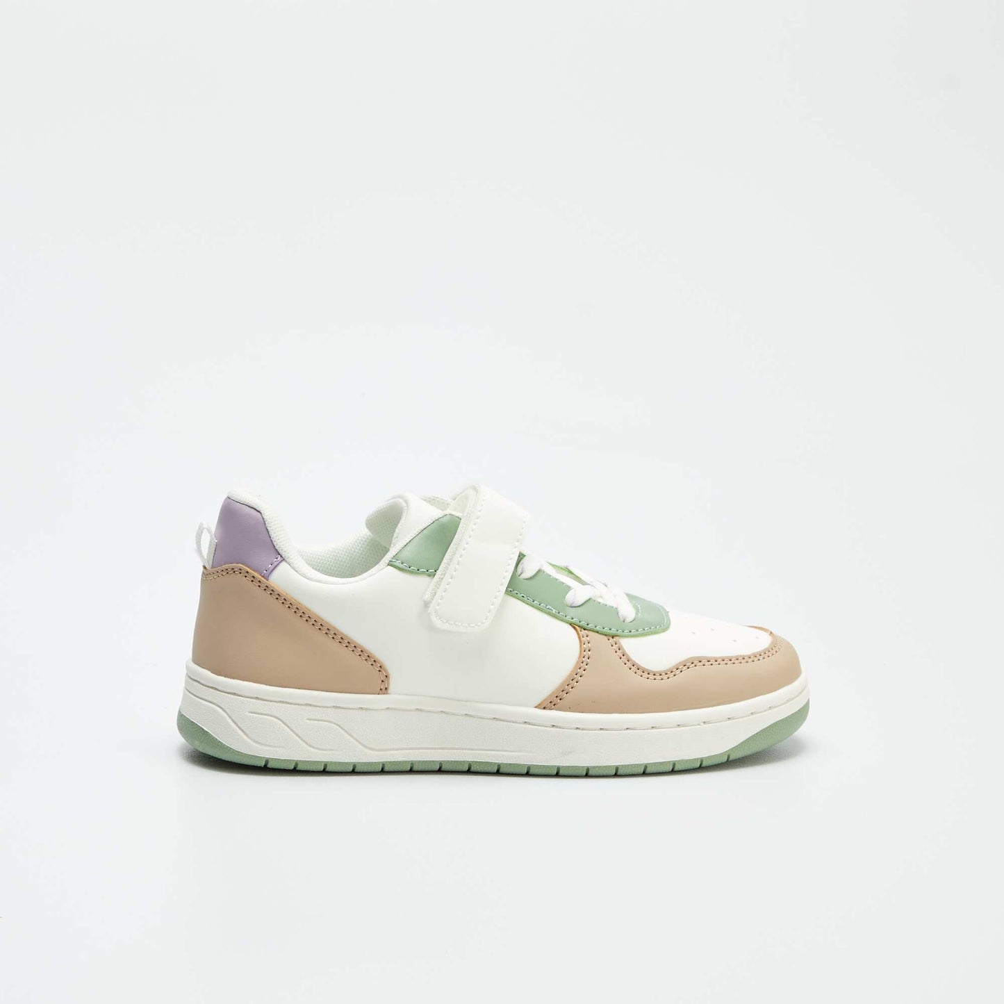 Baskets basses en simili color-block Blanc/beige