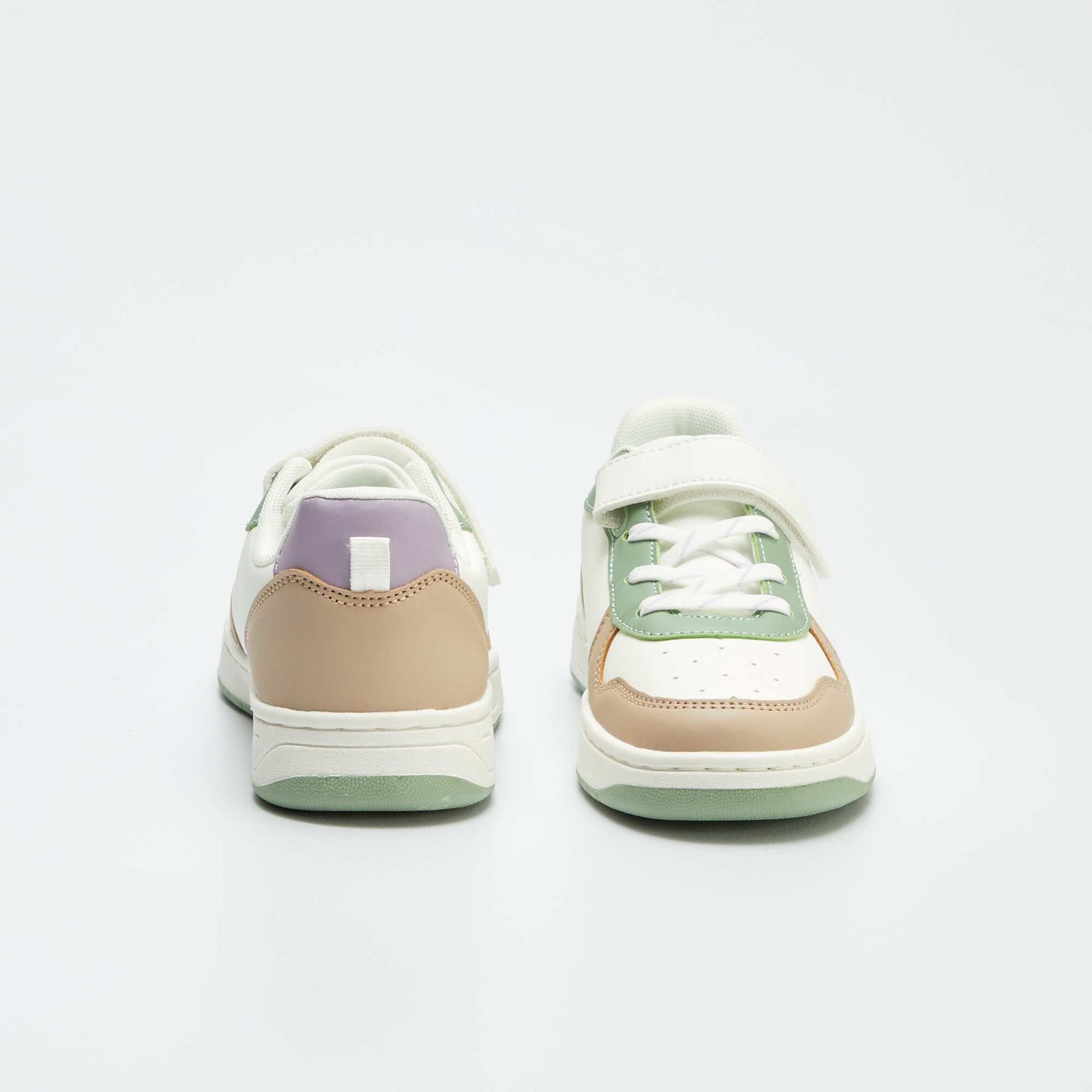 Baskets basses en simili color-block Blanc/beige
