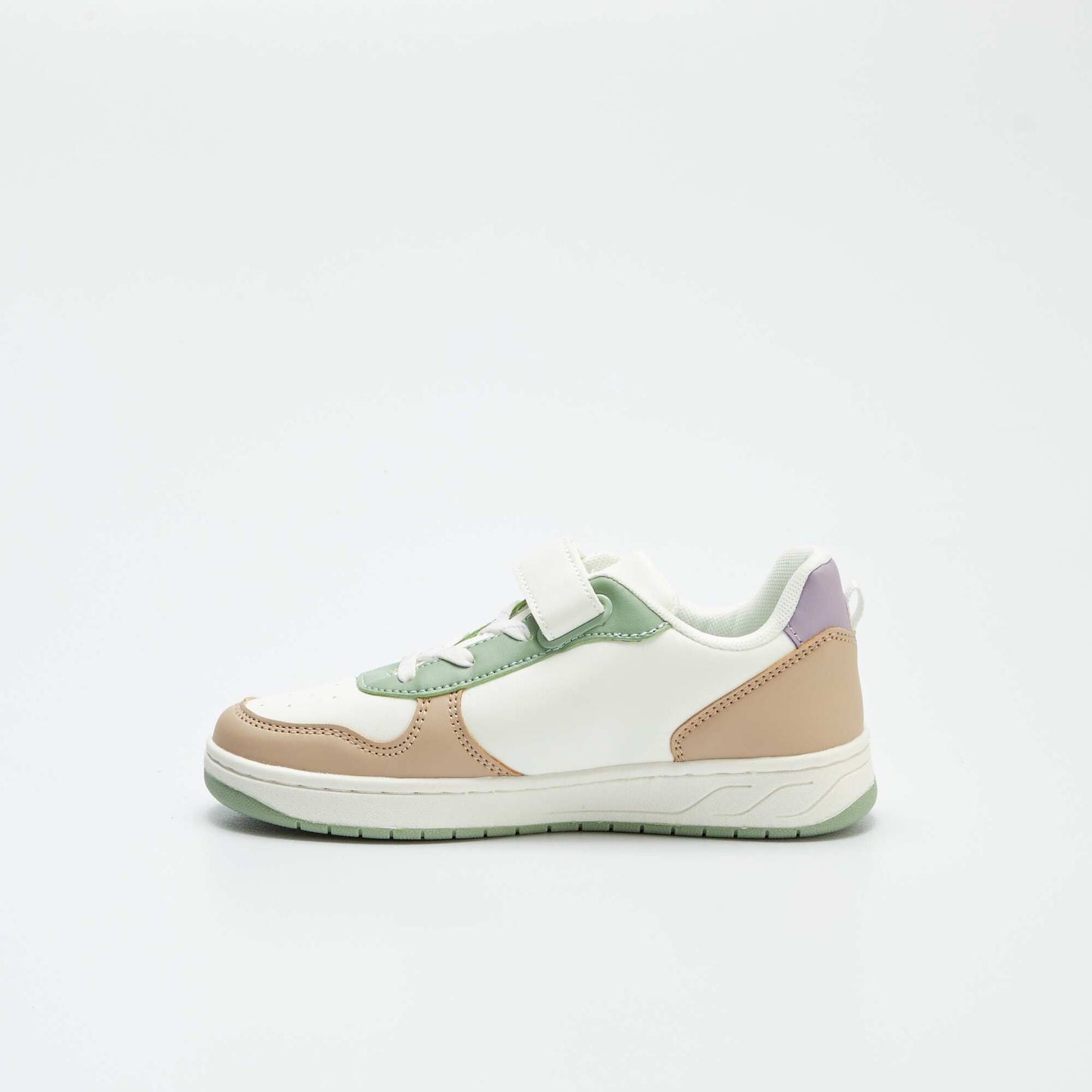 Baskets basses en simili color-block Blanc/beige
