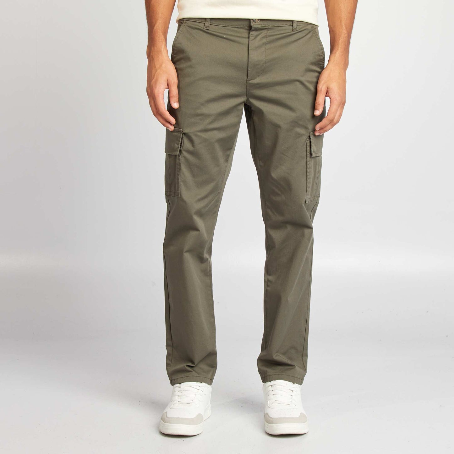 Pantalon multipoches coupe droite KAKI