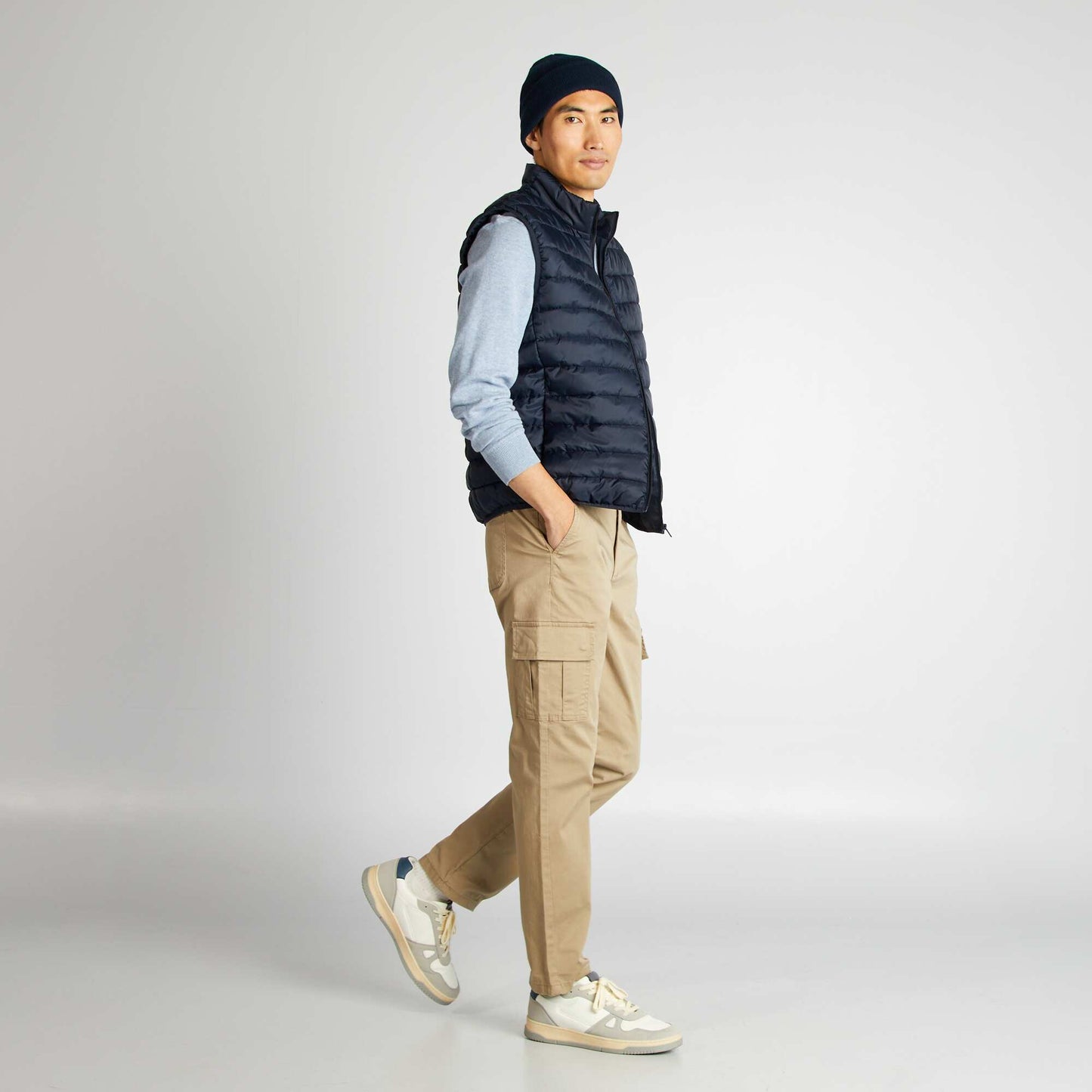 Pantalon multipoches coupe droite BEIGE