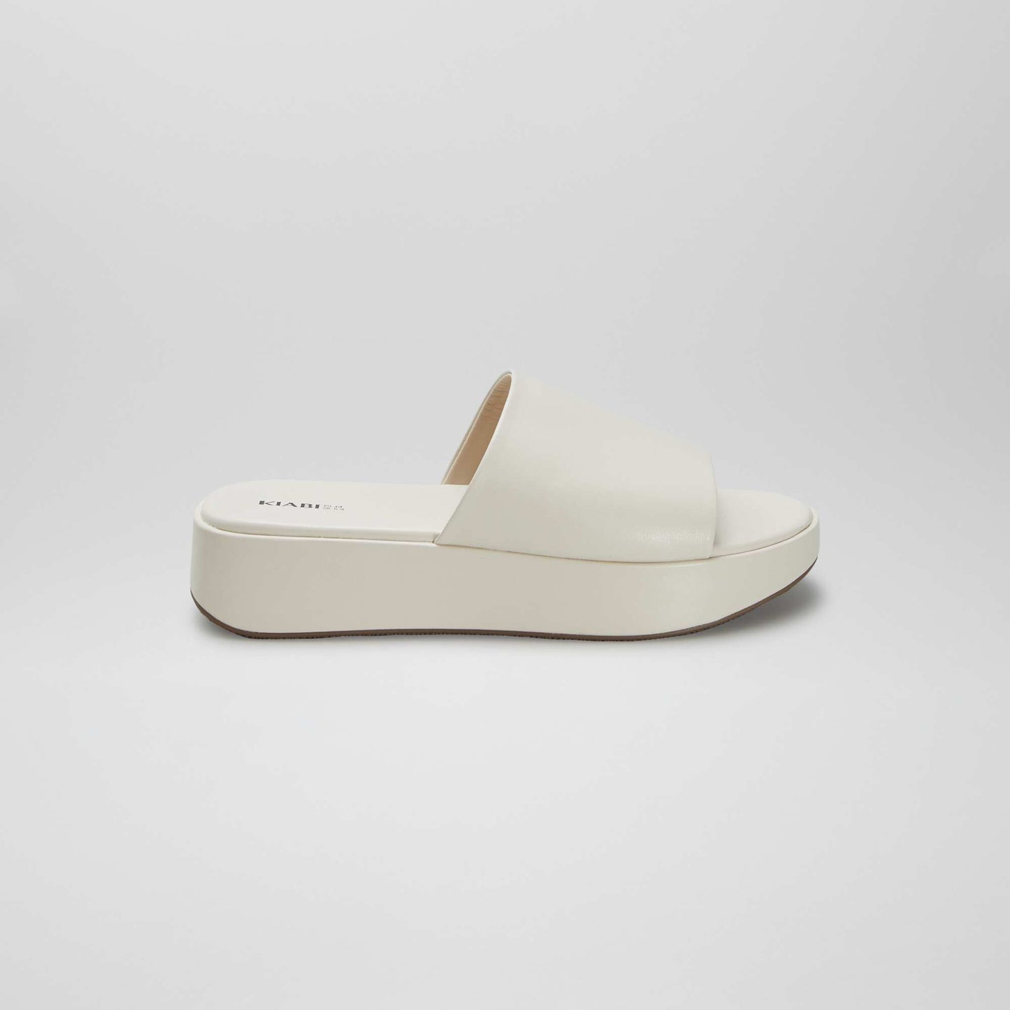 Mules compensées en simili Beige