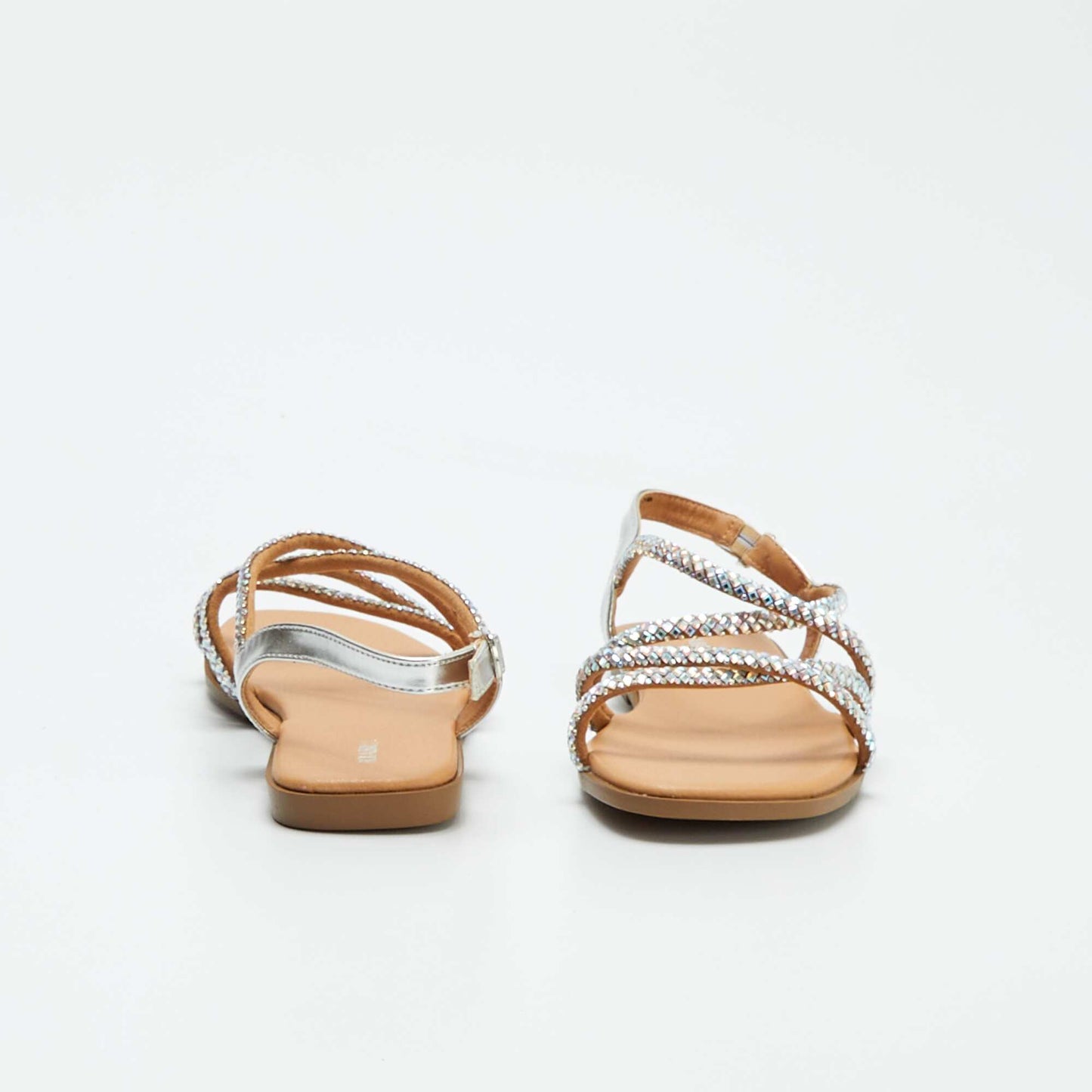 Sandales à brides croisées avec strass Gris