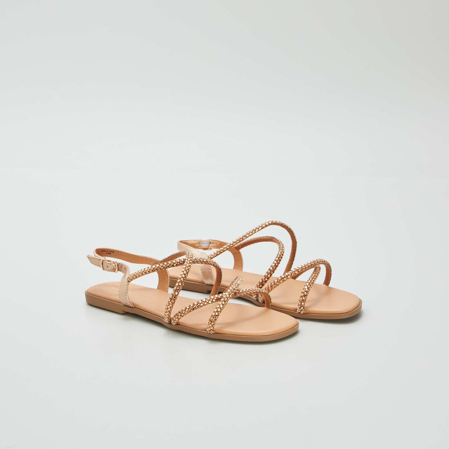 Sandales à brides croisées avec strass Camel