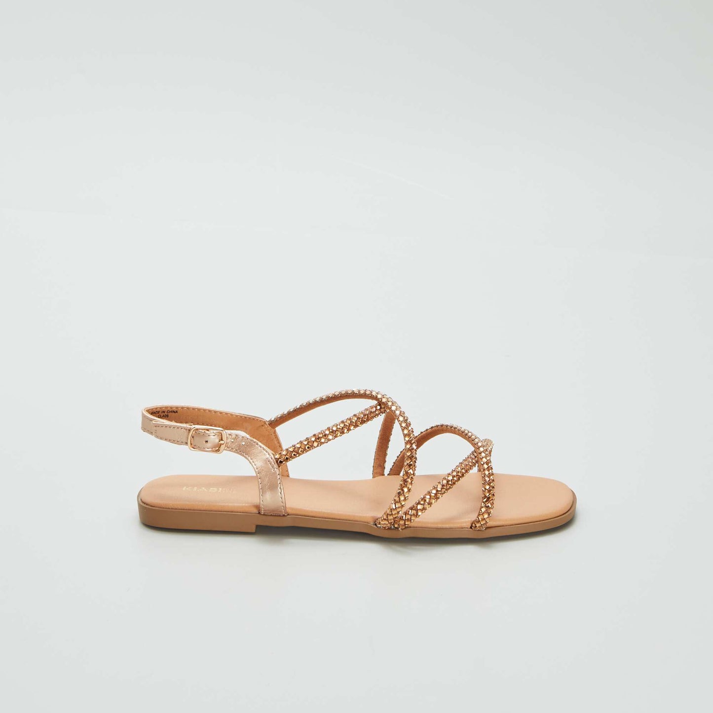 Sandales à brides croisées avec strass Camel