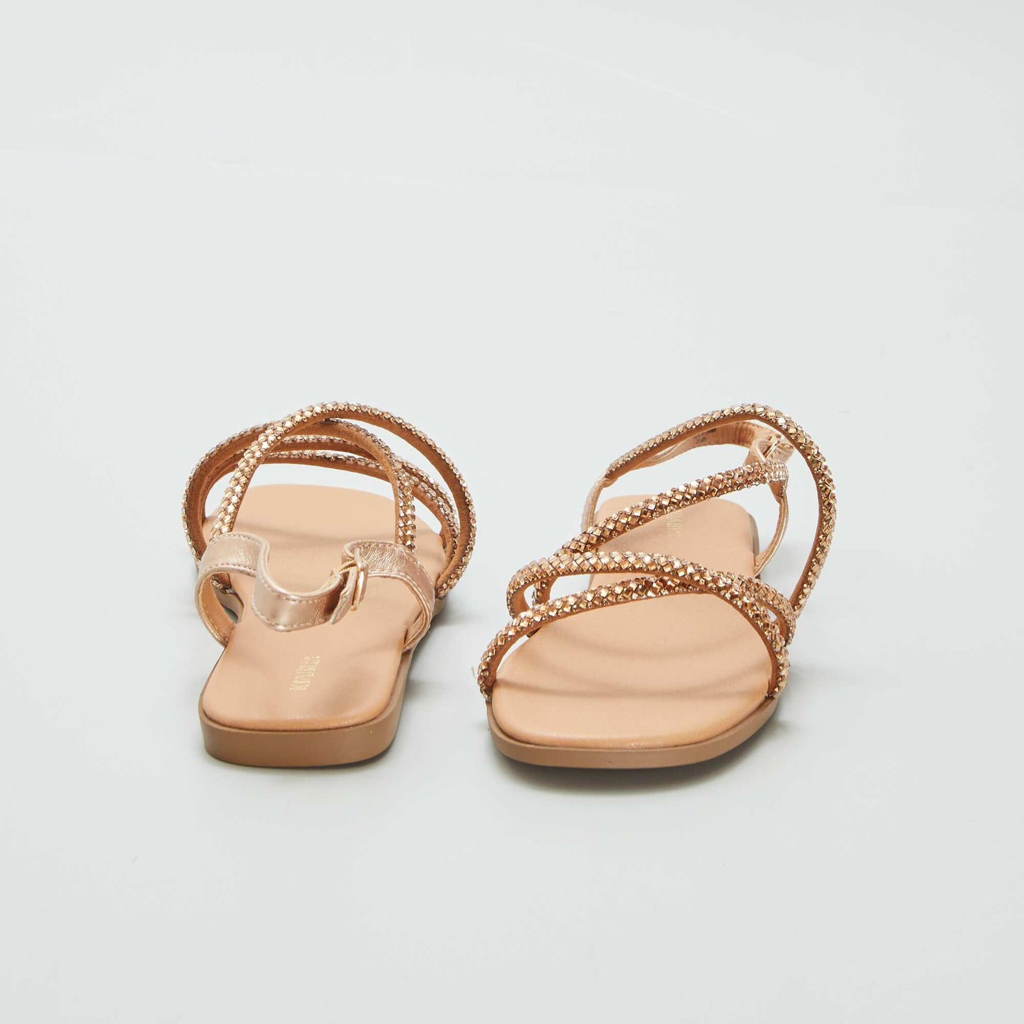Sandales à brides croisées avec strass Camel