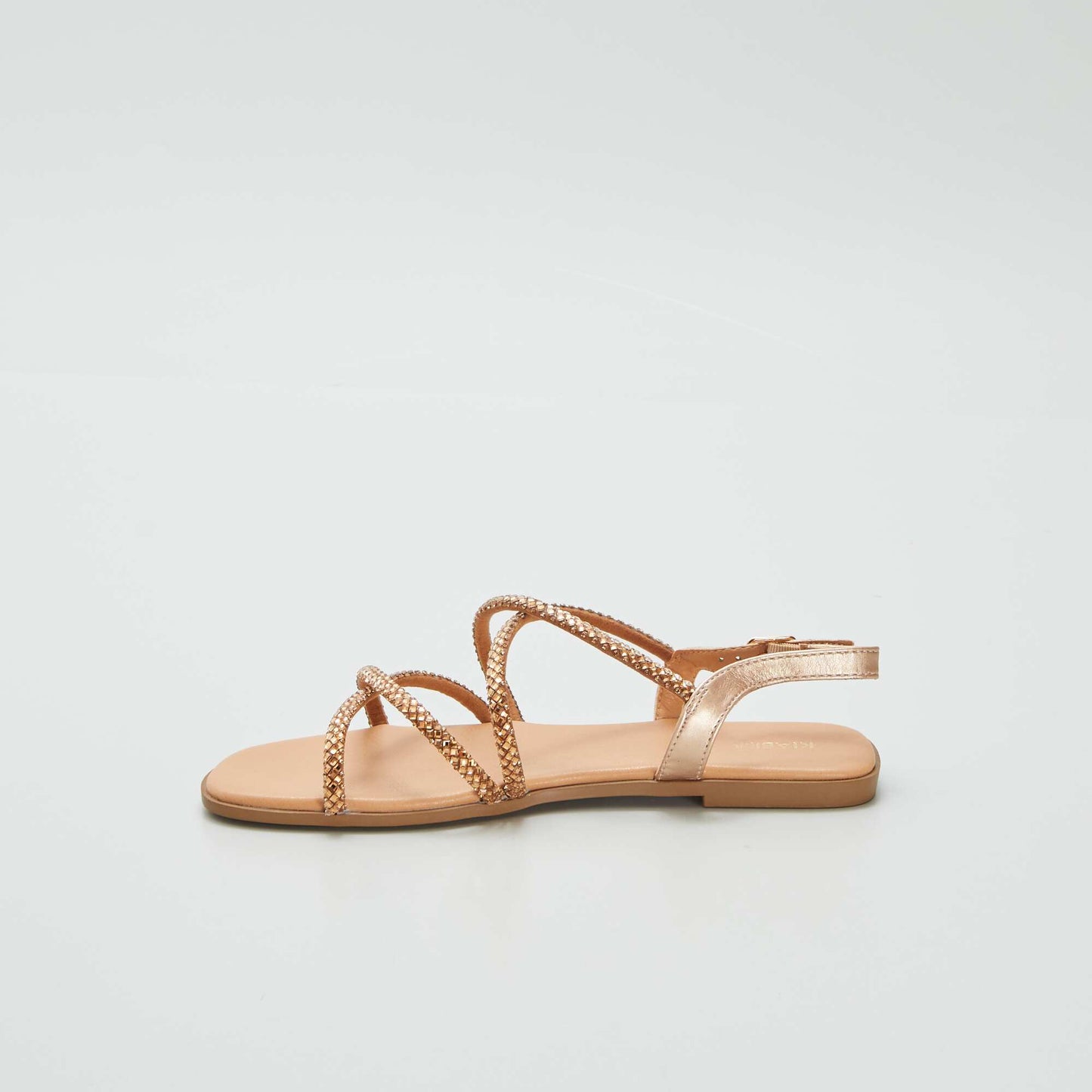 Sandales à brides croisées avec strass Camel