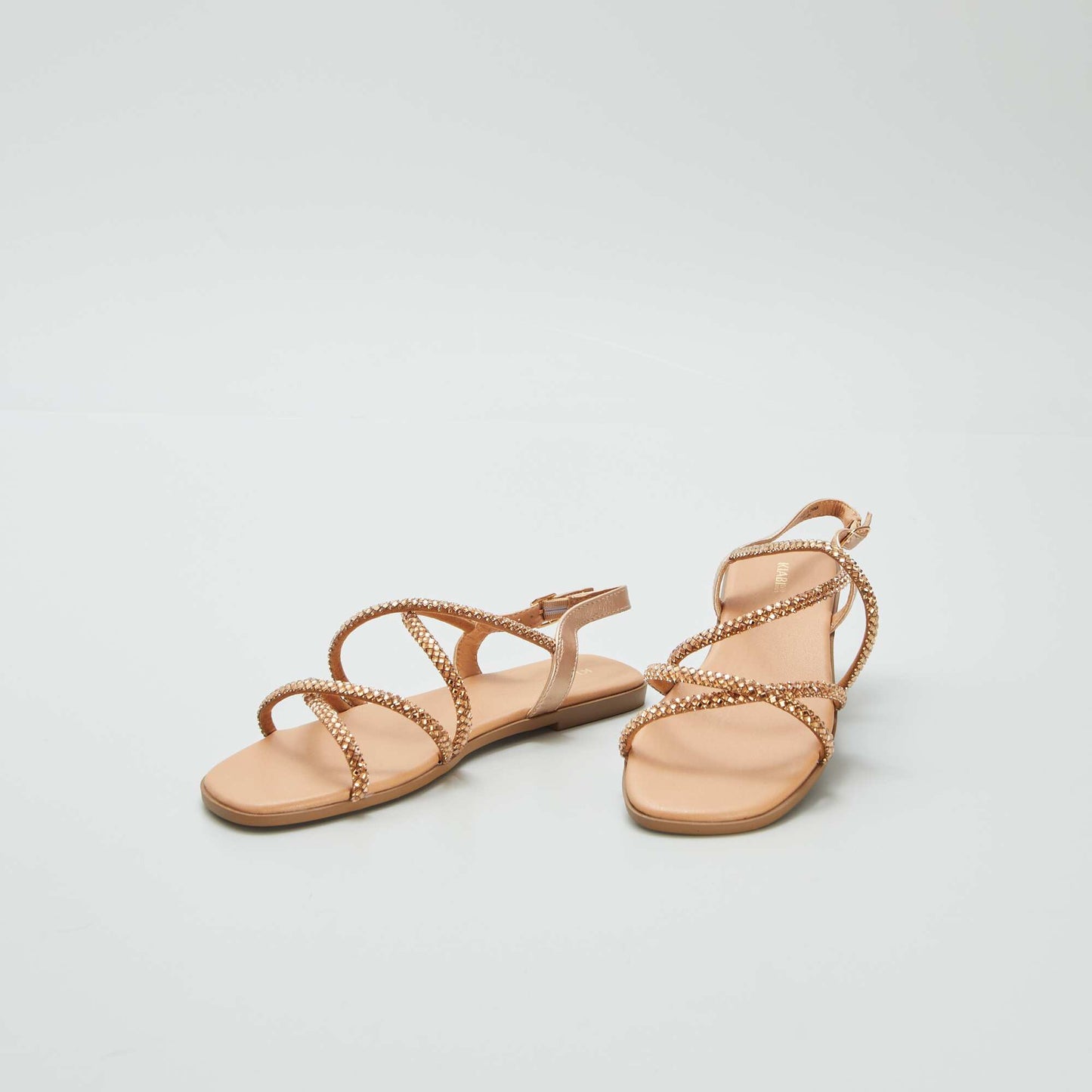 Sandales à brides croisées avec strass Camel