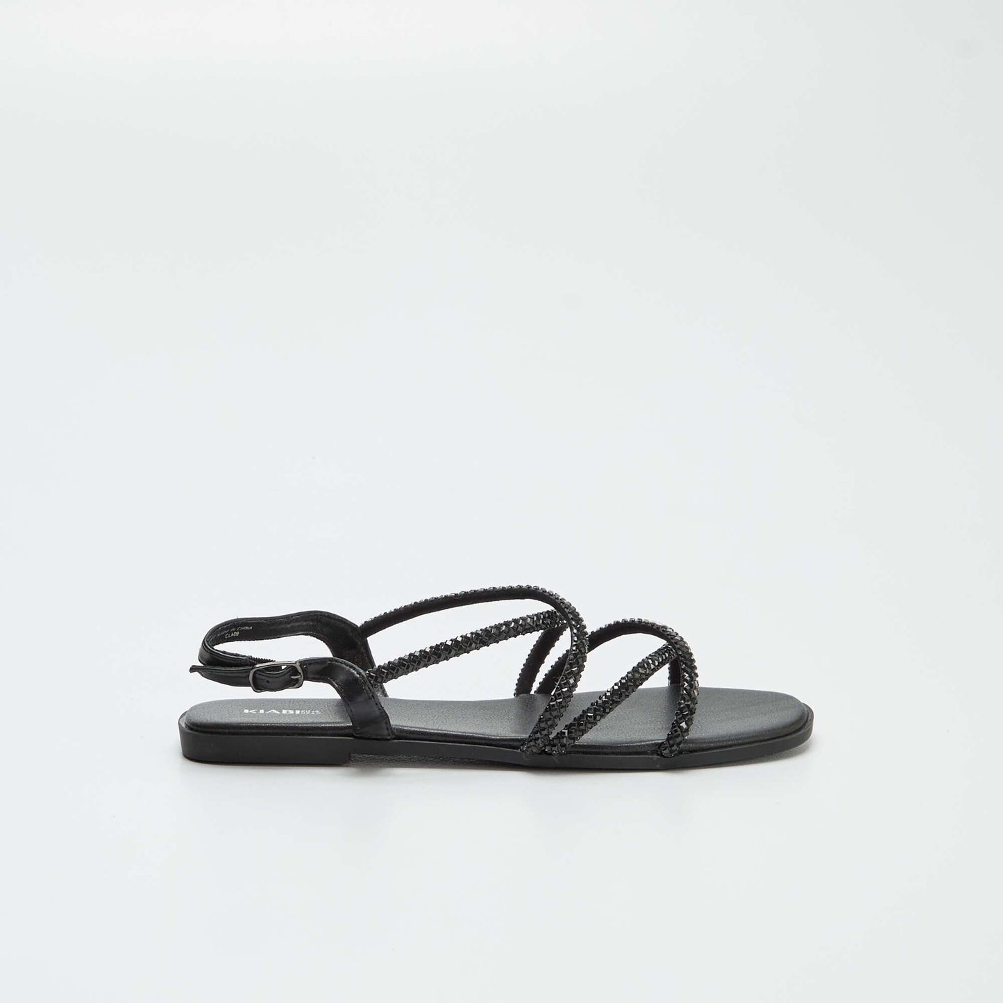 Sandales à brides croisées avec strass Noir