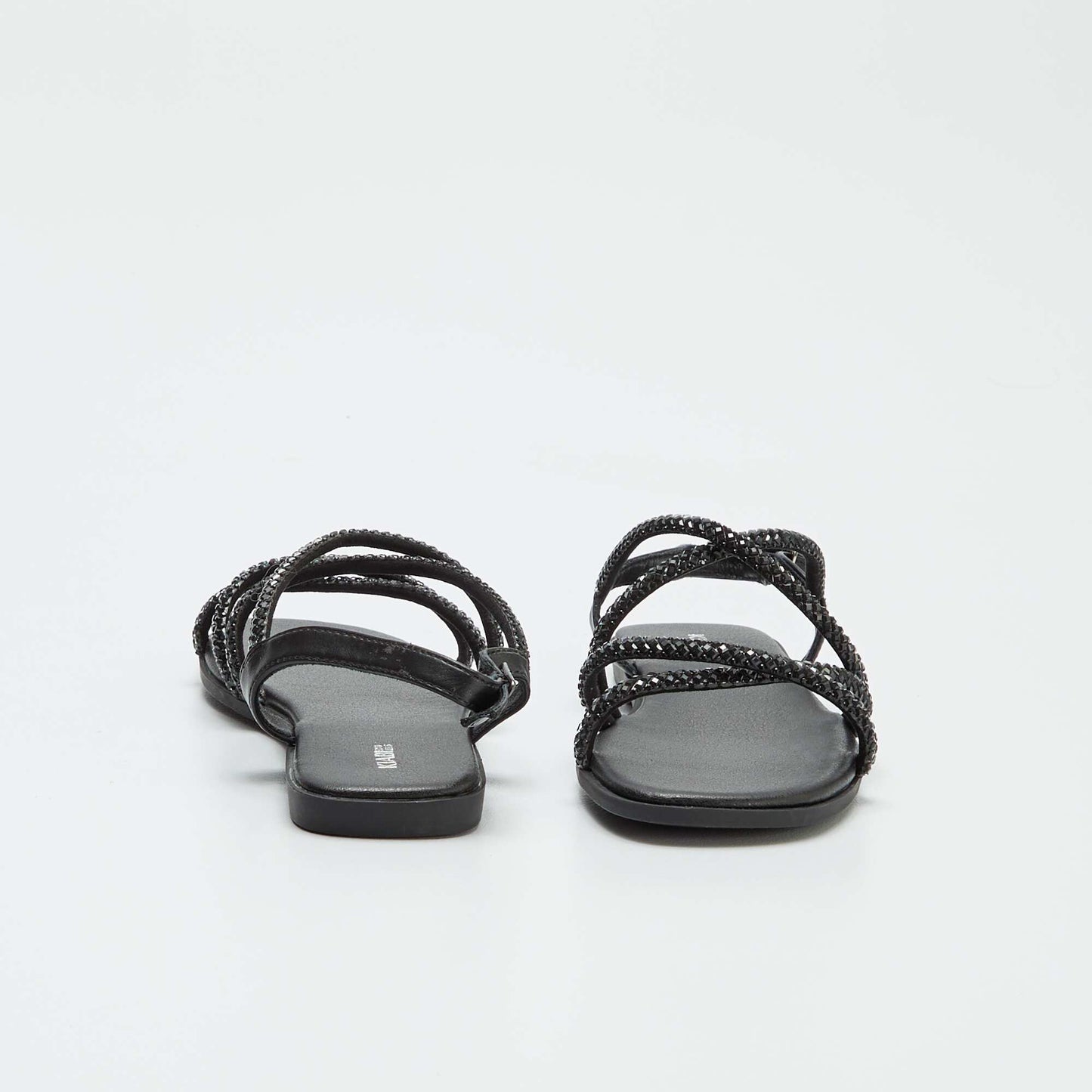 Sandales à brides croisées avec strass Noir