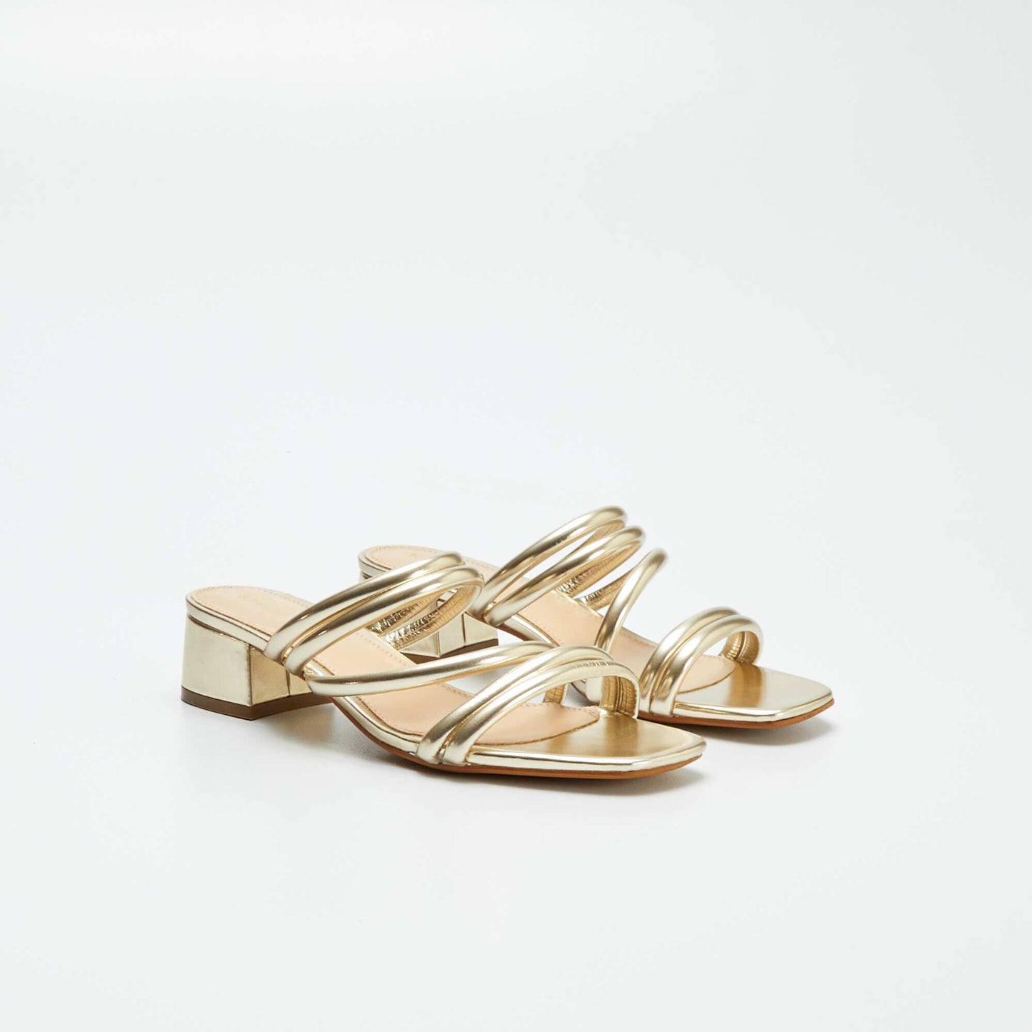 Mules à talons en simili Doré