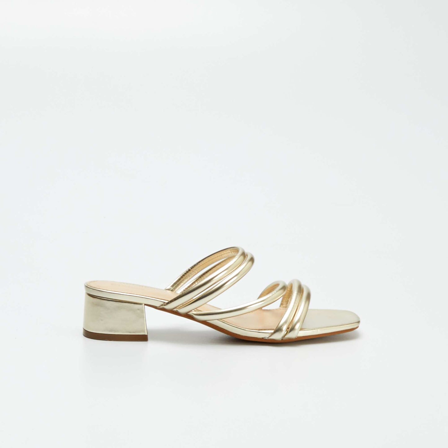 Mules à talons en simili Doré
