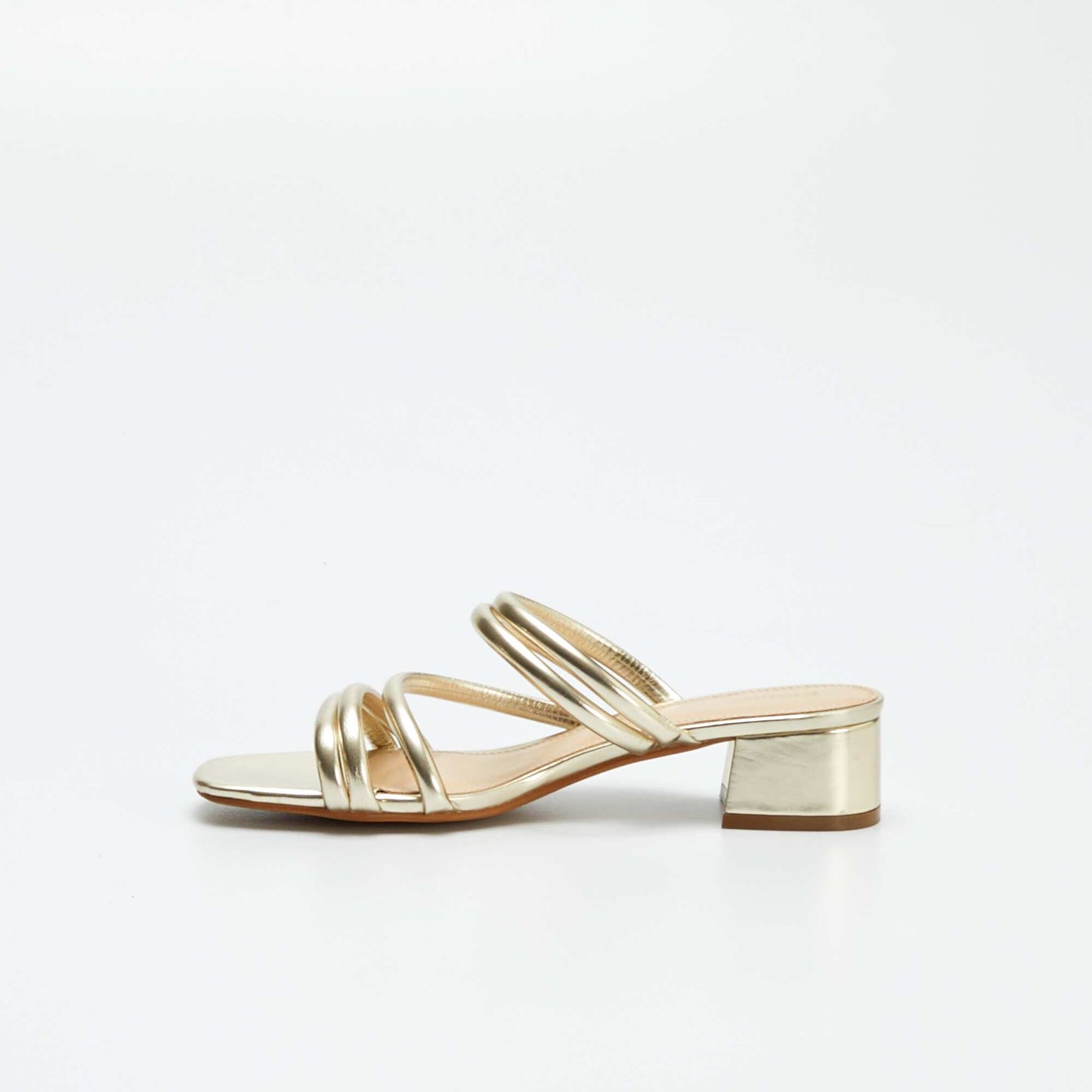 Mules à talons en simili Doré