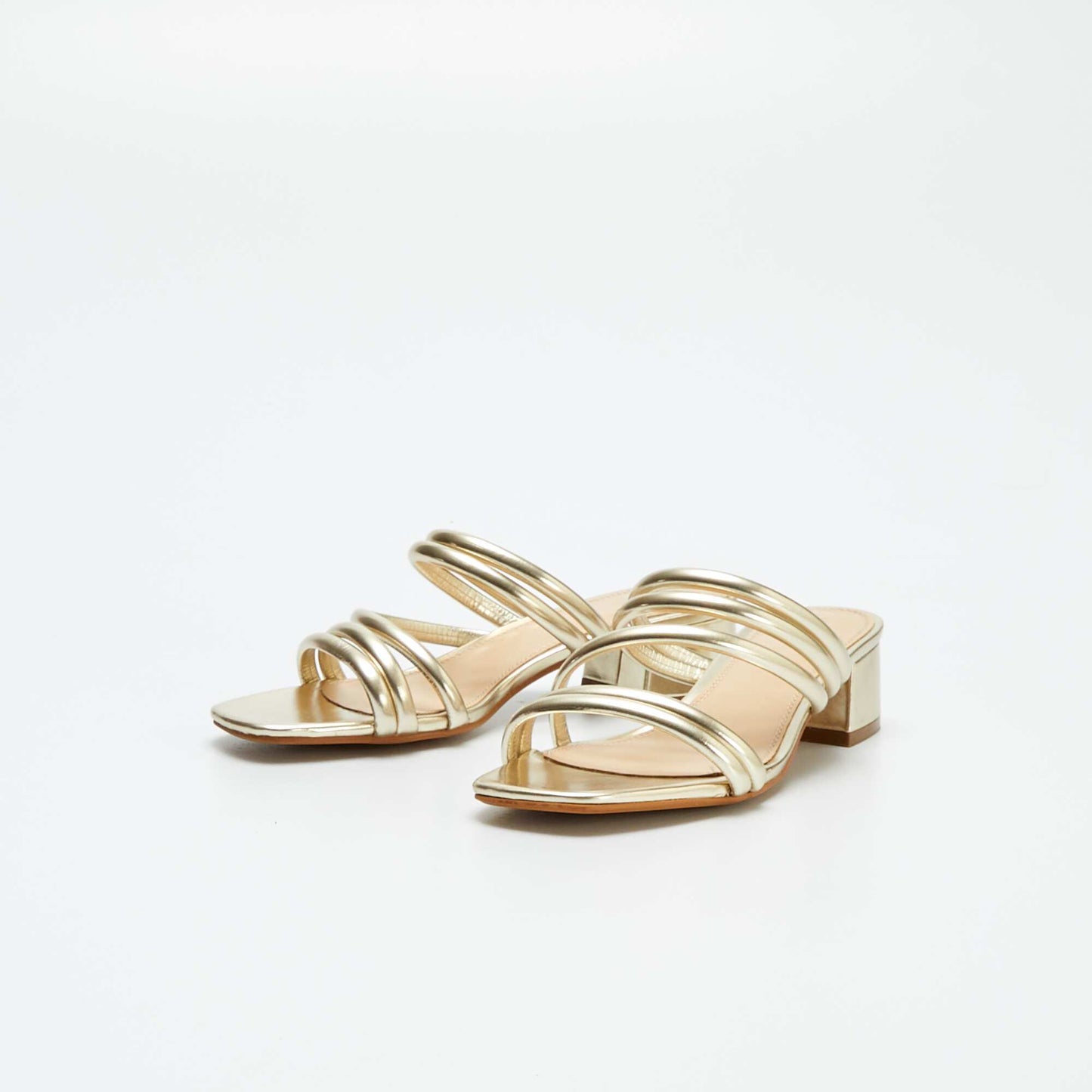 Mules à talons en simili Doré