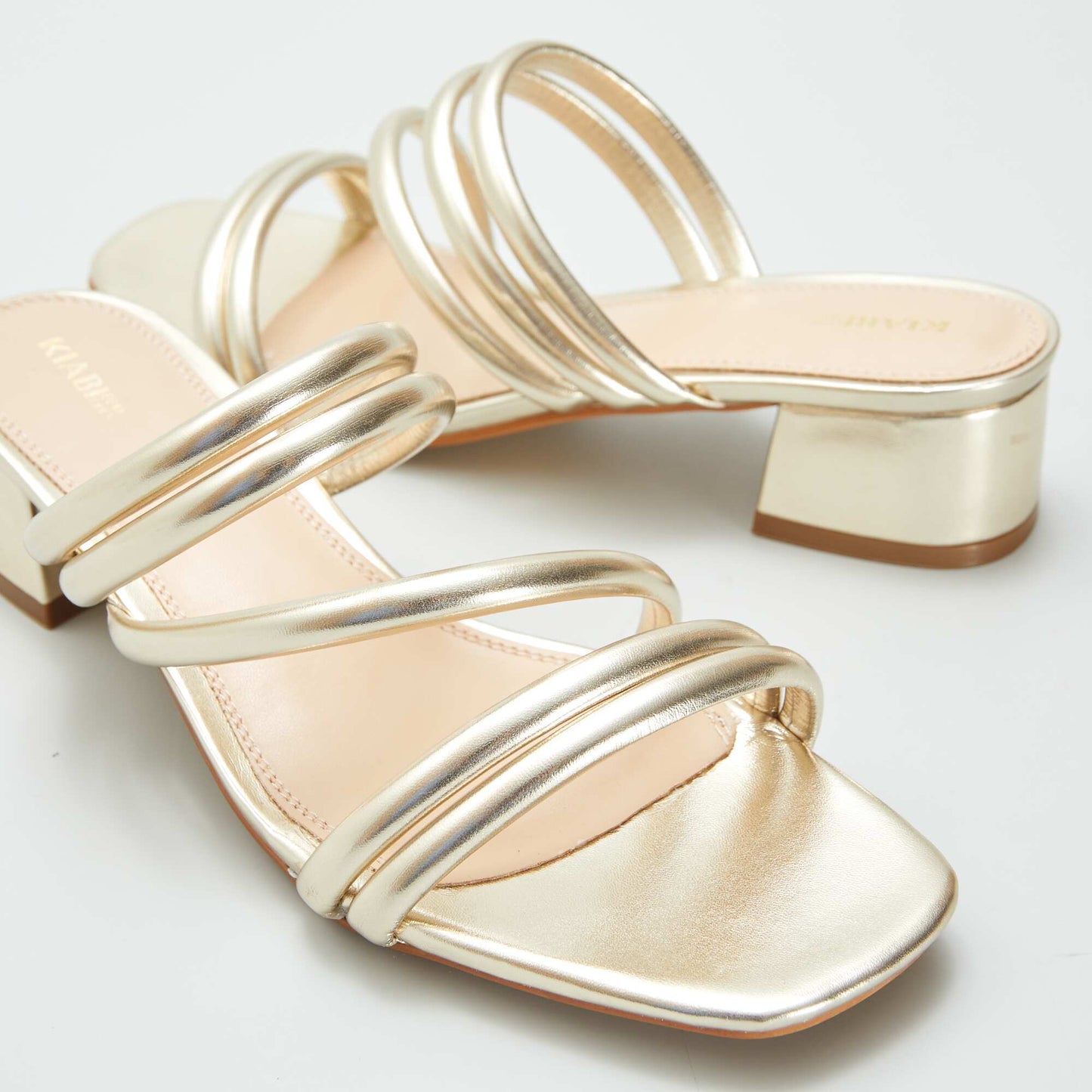 Mules à talons en simili Doré