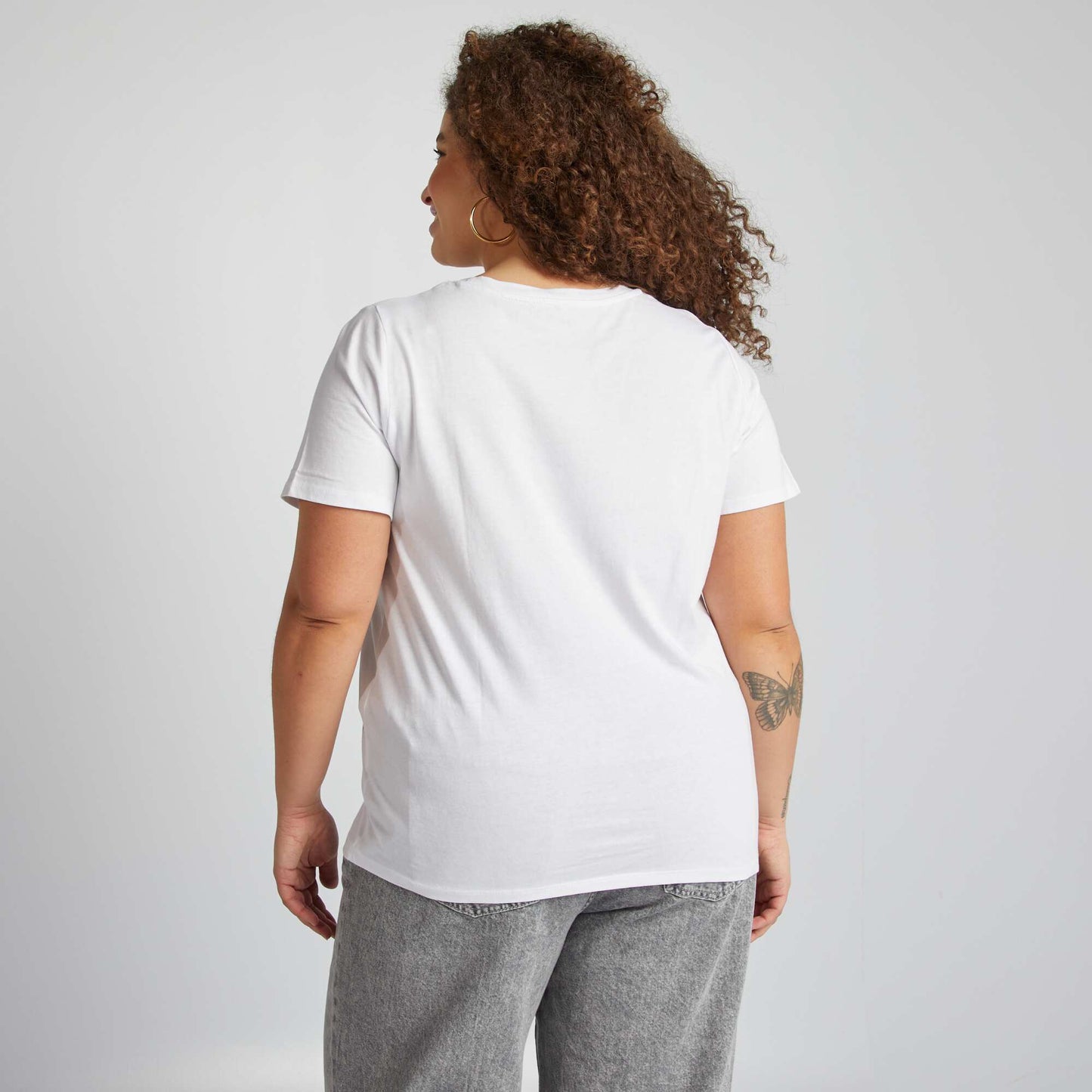 T-shirt en maille jersey manches courtes BLANC