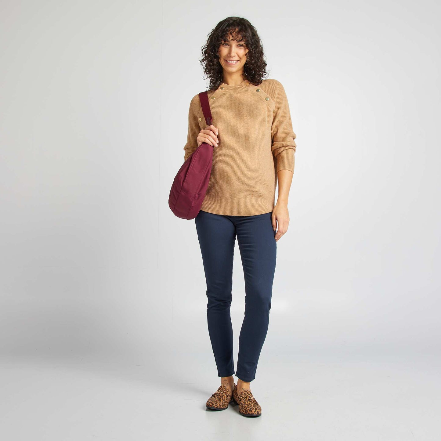 Pull d'allaitement avec ouvertures boutonnées Marron