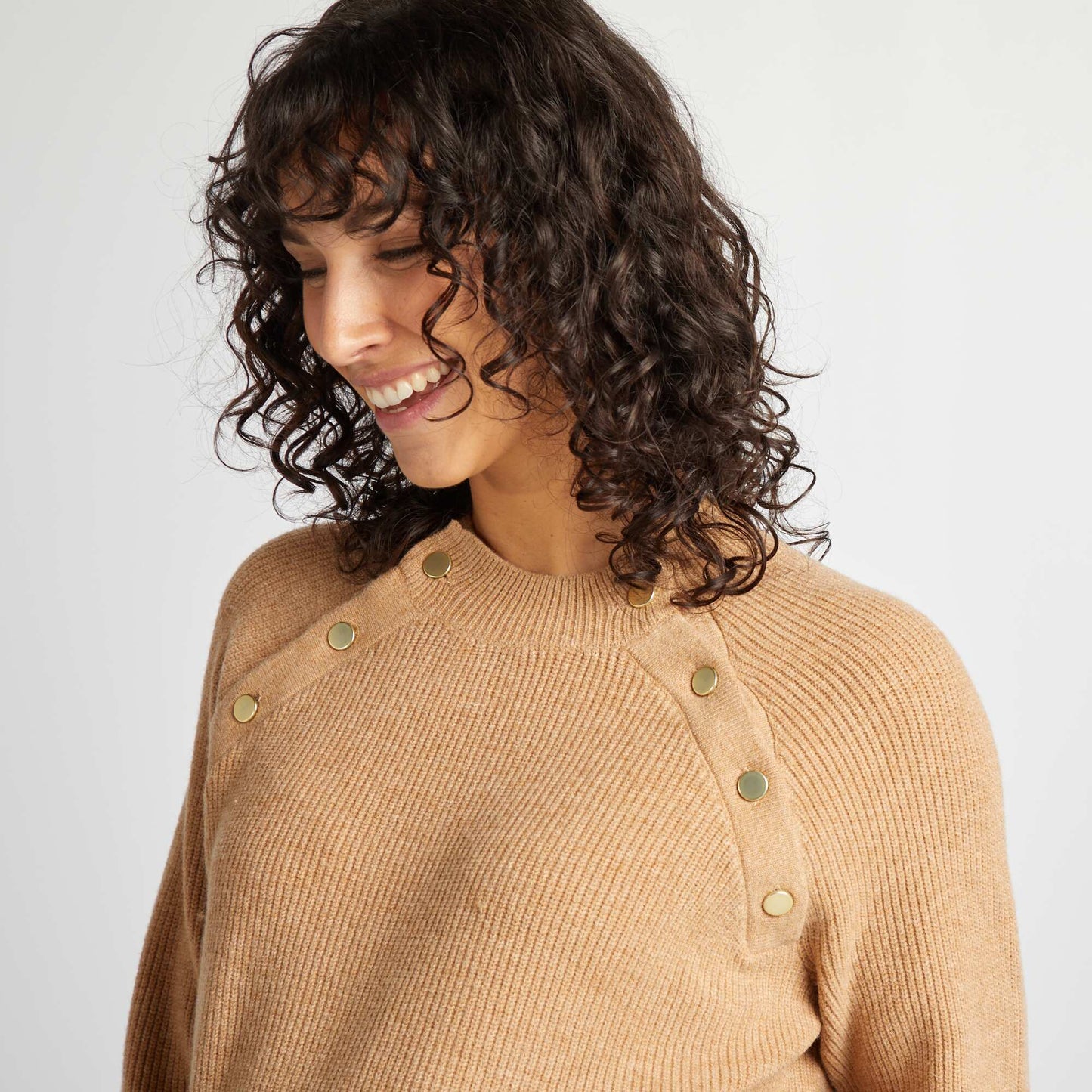 Pull d'allaitement avec ouvertures boutonnées Marron