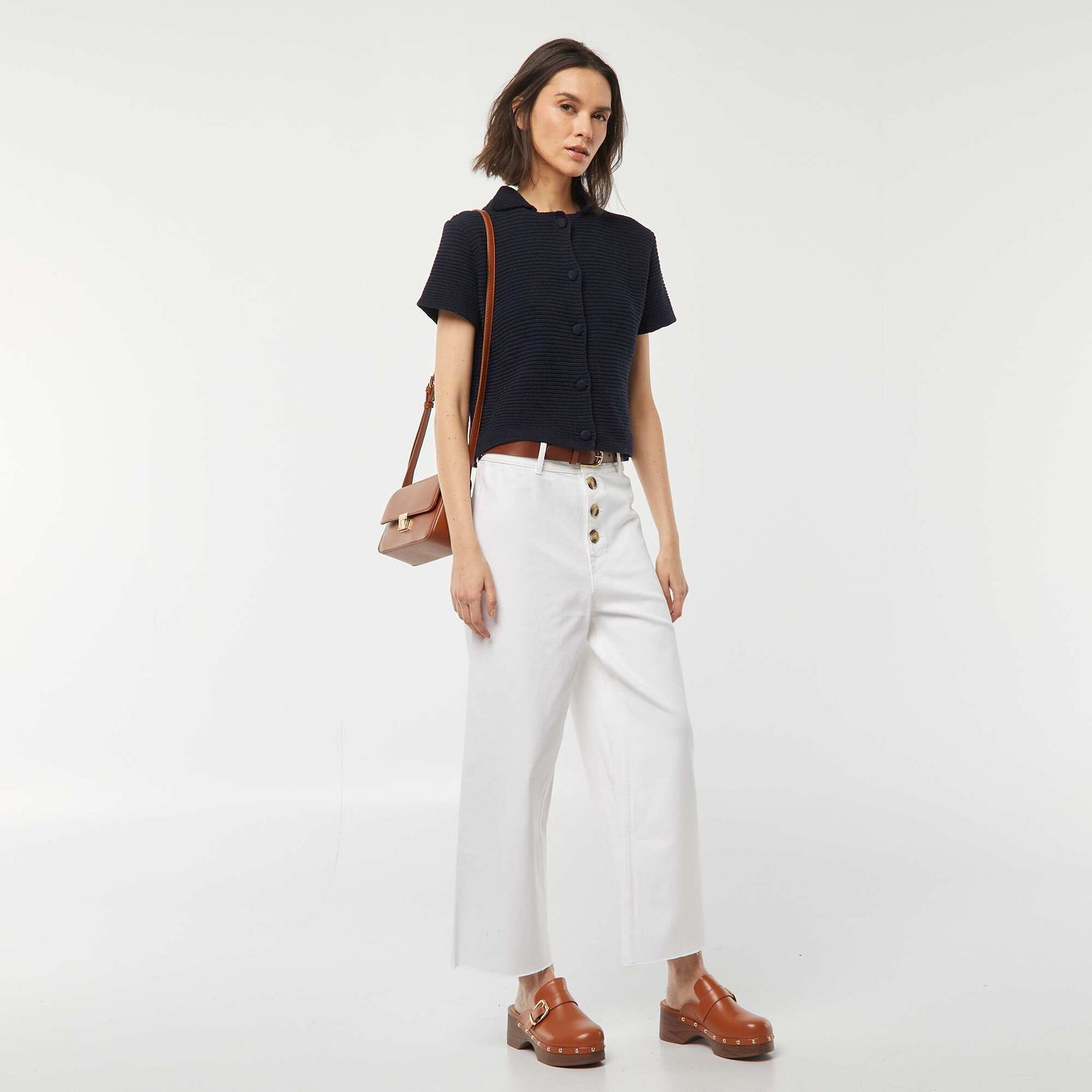 Jean large / wide leg ouverture par boutons fantaisies BLANC