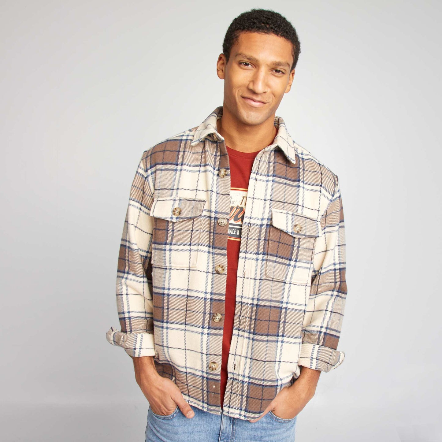 Surchemise en flanelle Beige