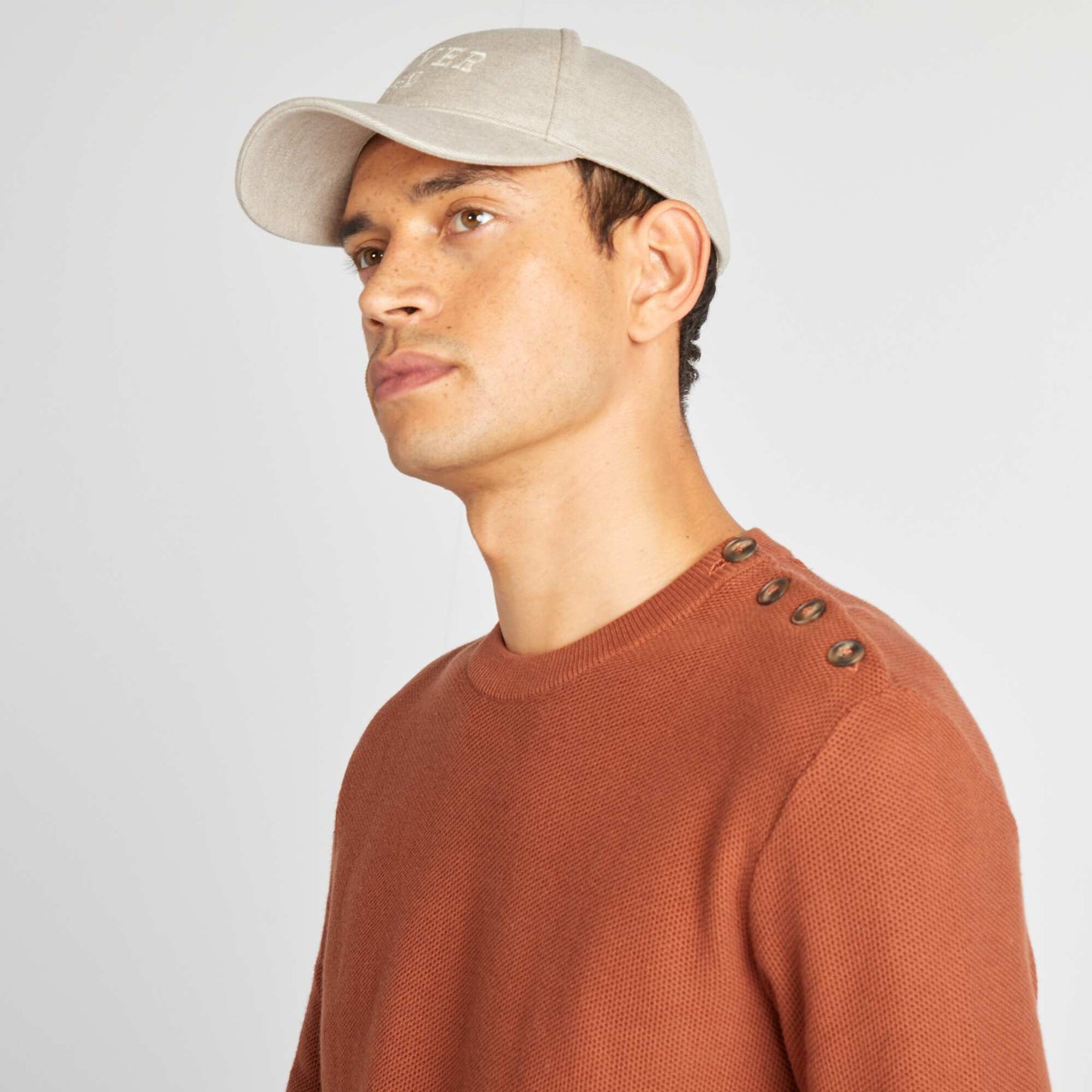Pull en maille fine jauge type nid d'abeilles MARRON