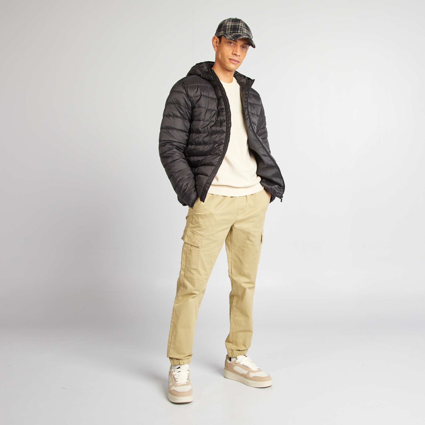 Pull en maille fine jauge type nid d'abeilles Ecru