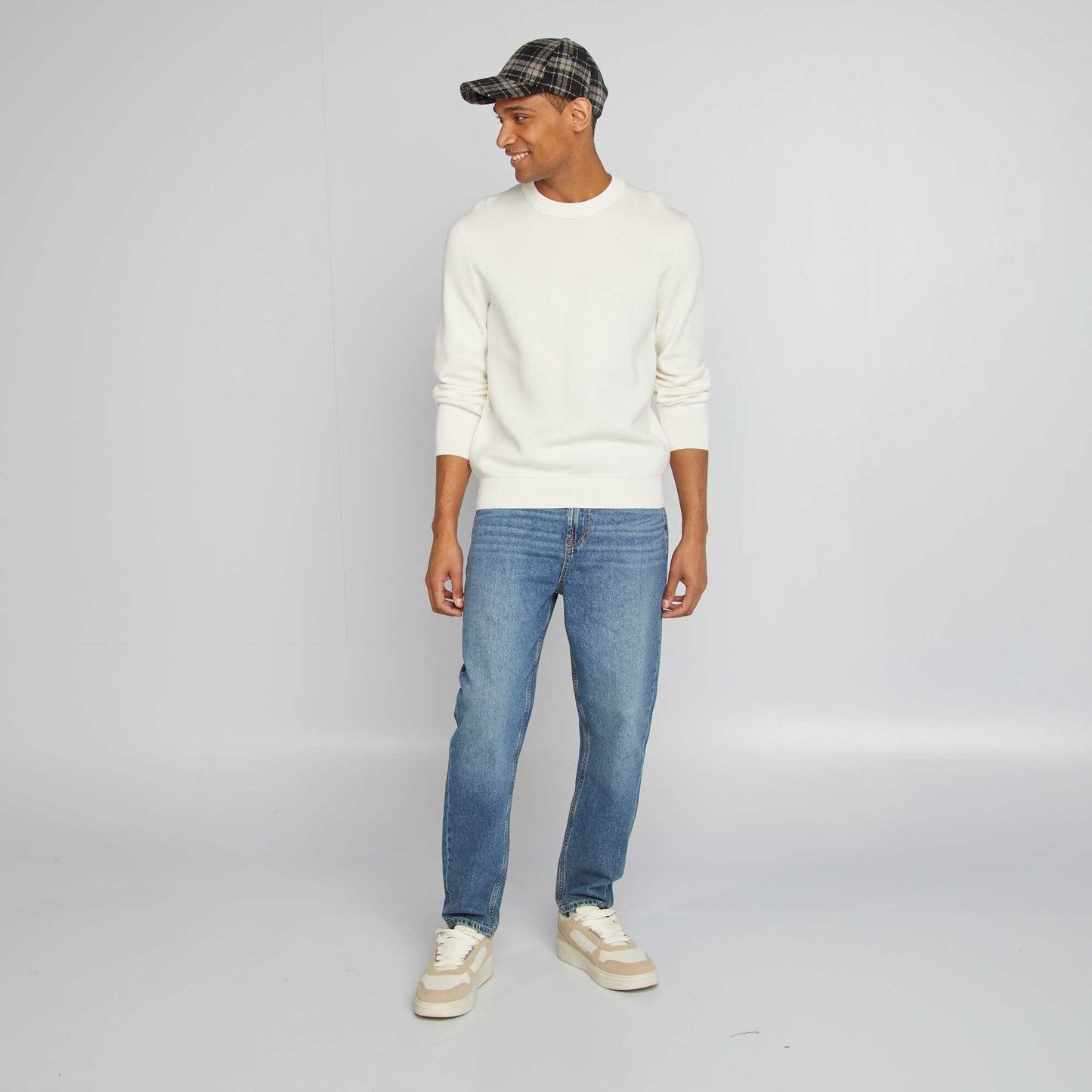 Pull col en maille fine jauge BEIGE