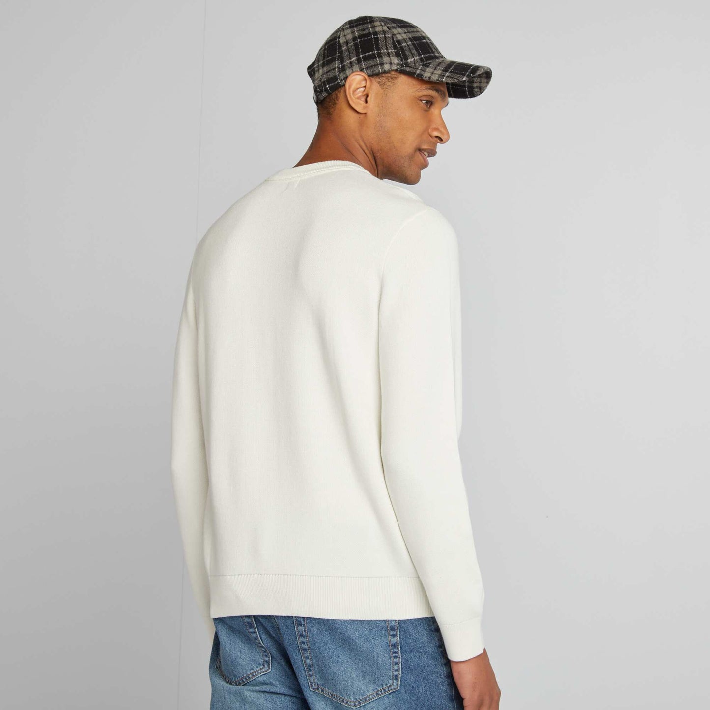 Pull col en maille fine jauge BEIGE
