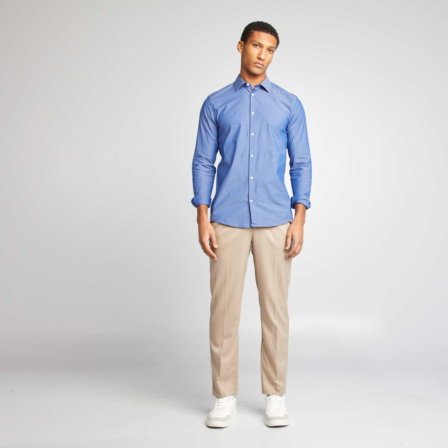 Chemise slim à motif BLEU