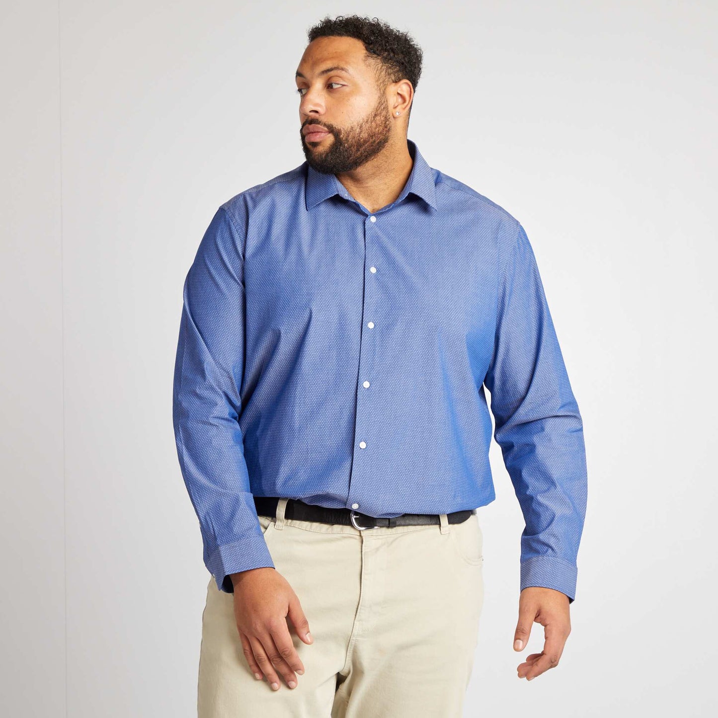 Chemise à motif dobby Bleu