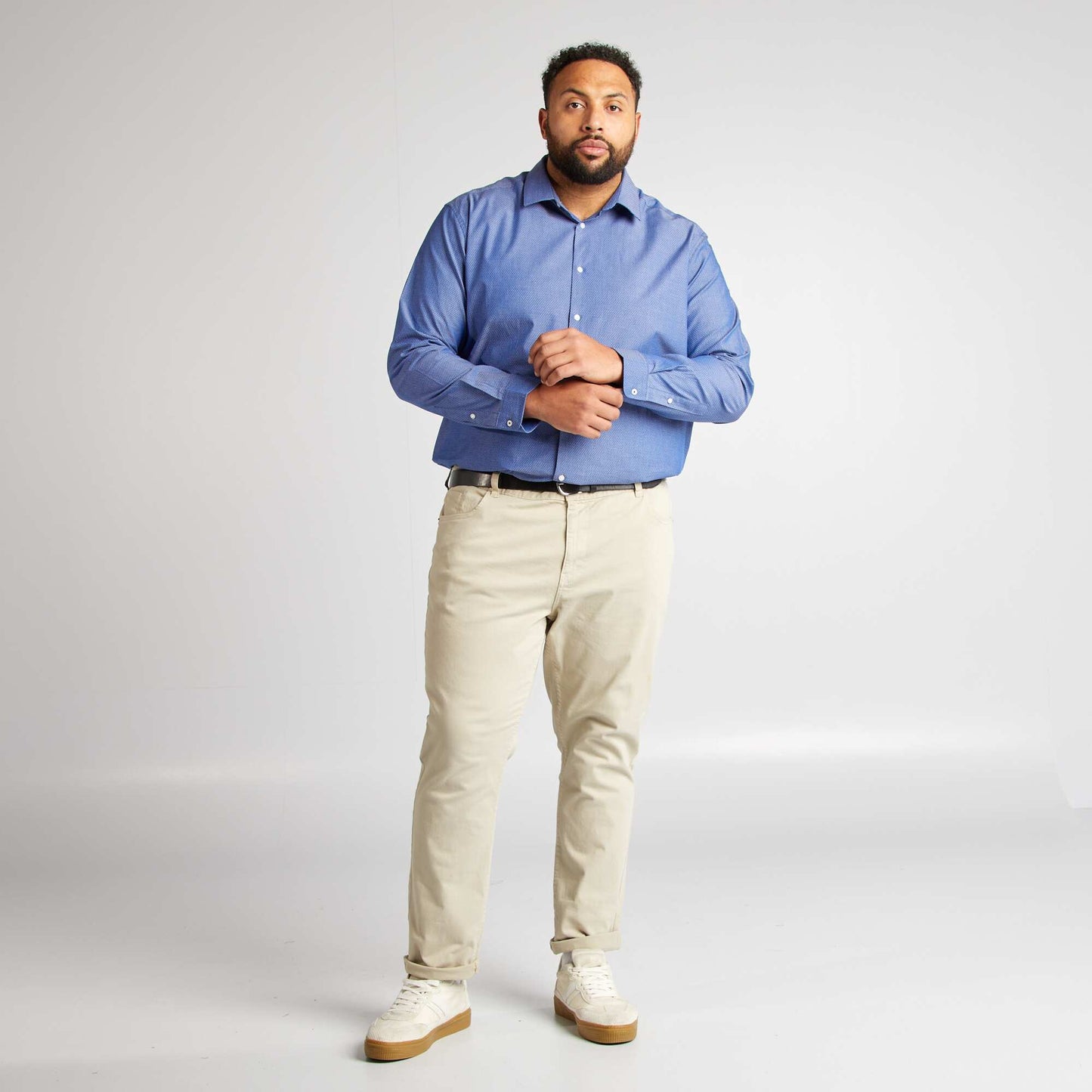 Chemise à motif dobby Bleu
