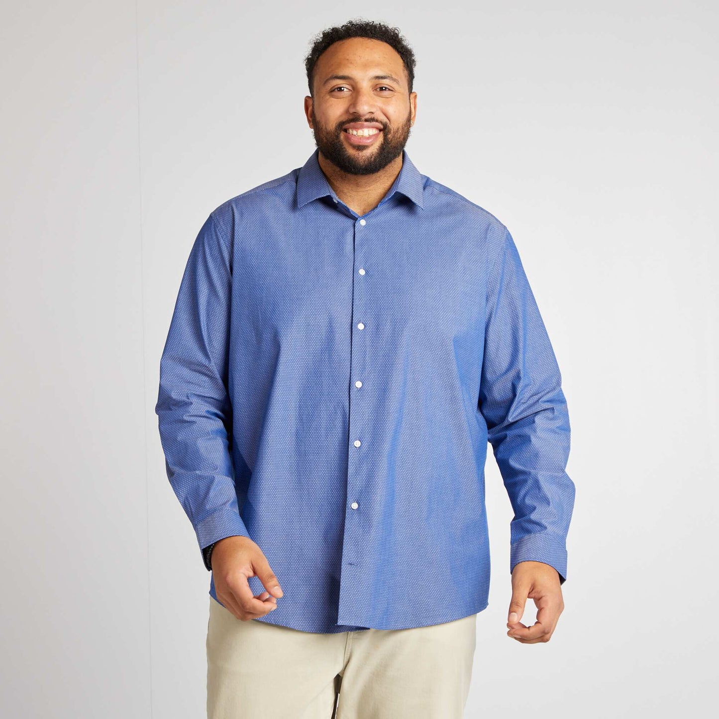 Chemise à motif dobby Bleu