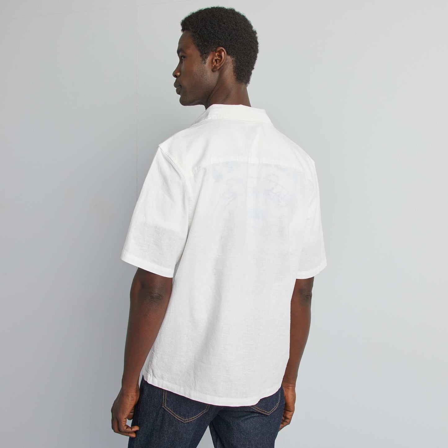 Chemise regular en lin mélangé BLANC