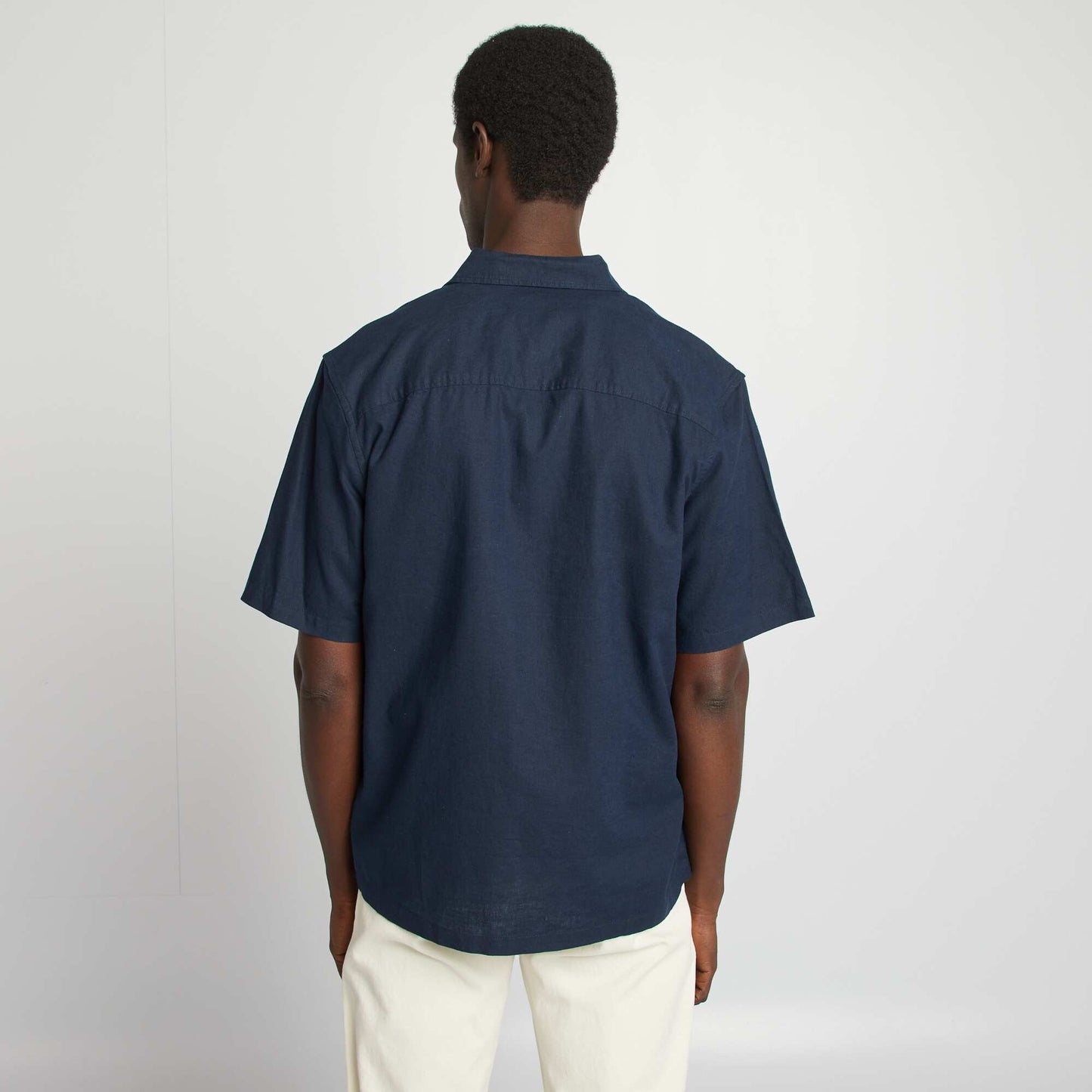 Chemise regular en lin mélangé BLEU MARINE