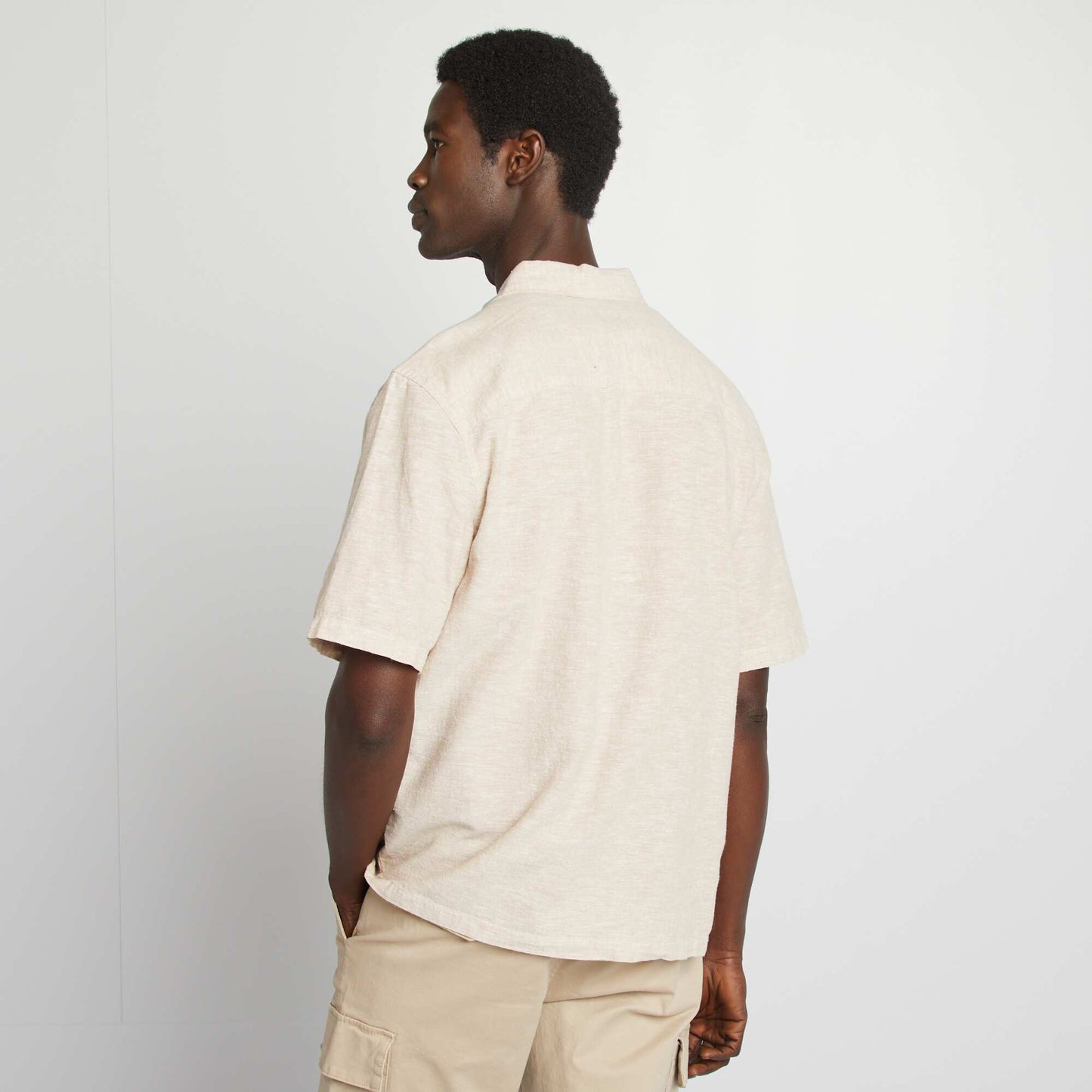 Chemise regular en lin mélangé BEIGE
