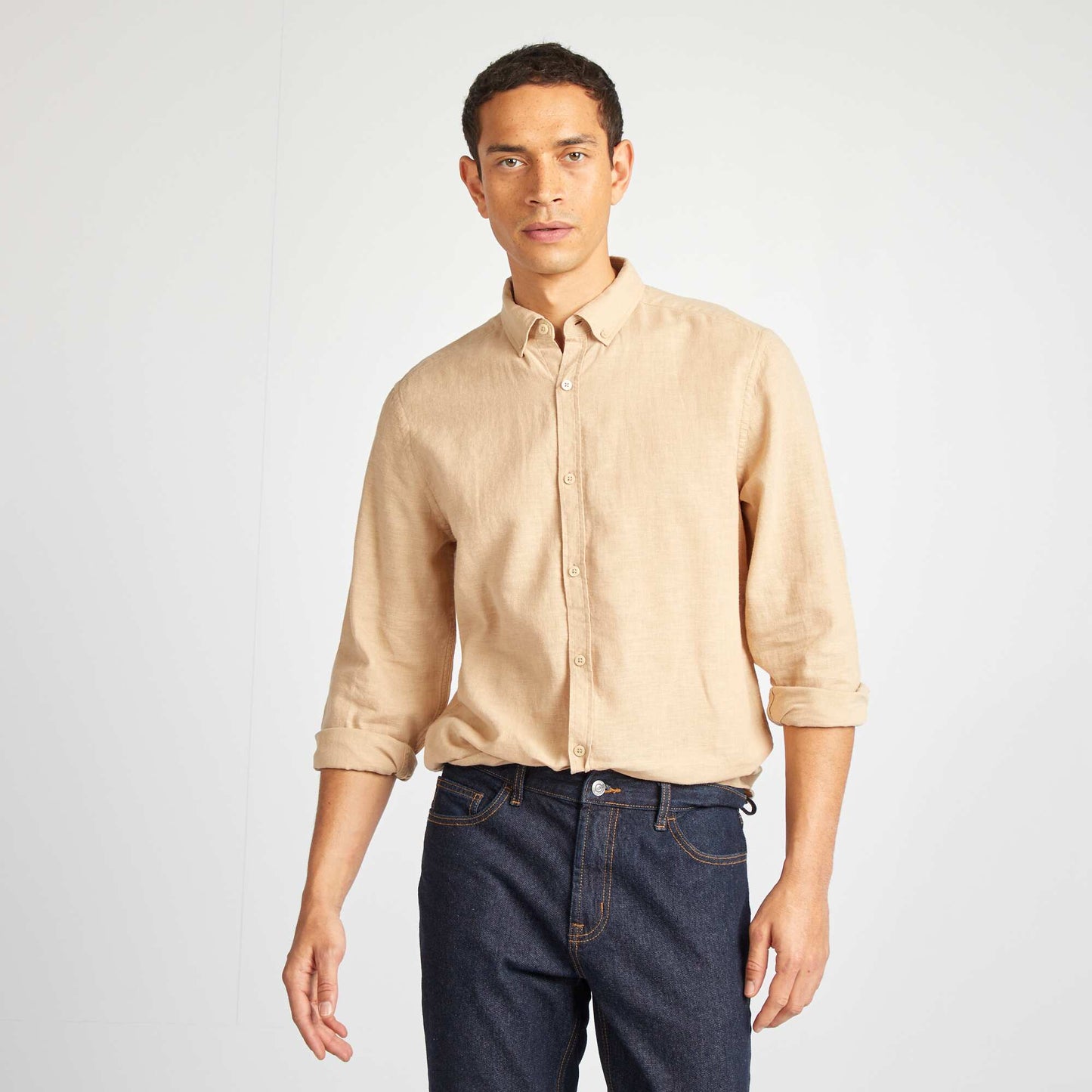 Chemise en lin mélangé Beige