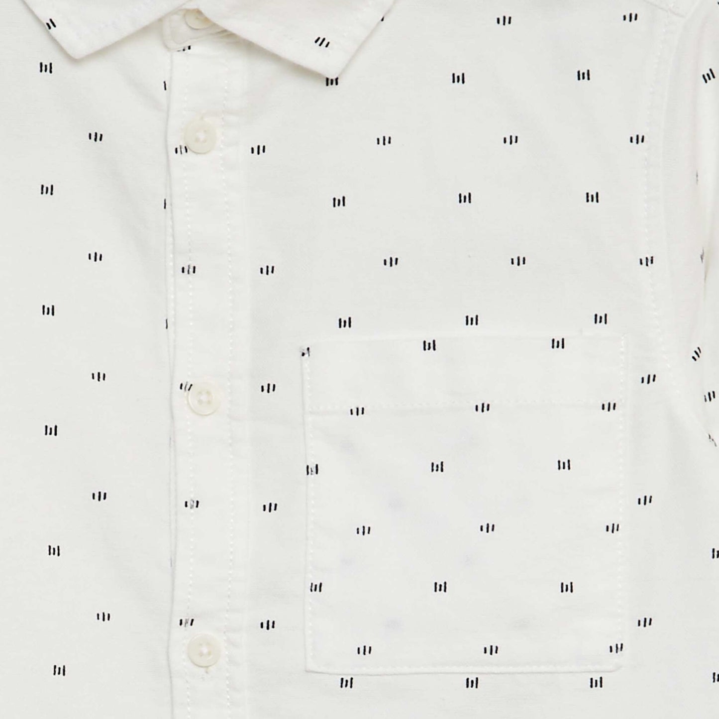 Chemise à motif manches longues retroussables BLANC