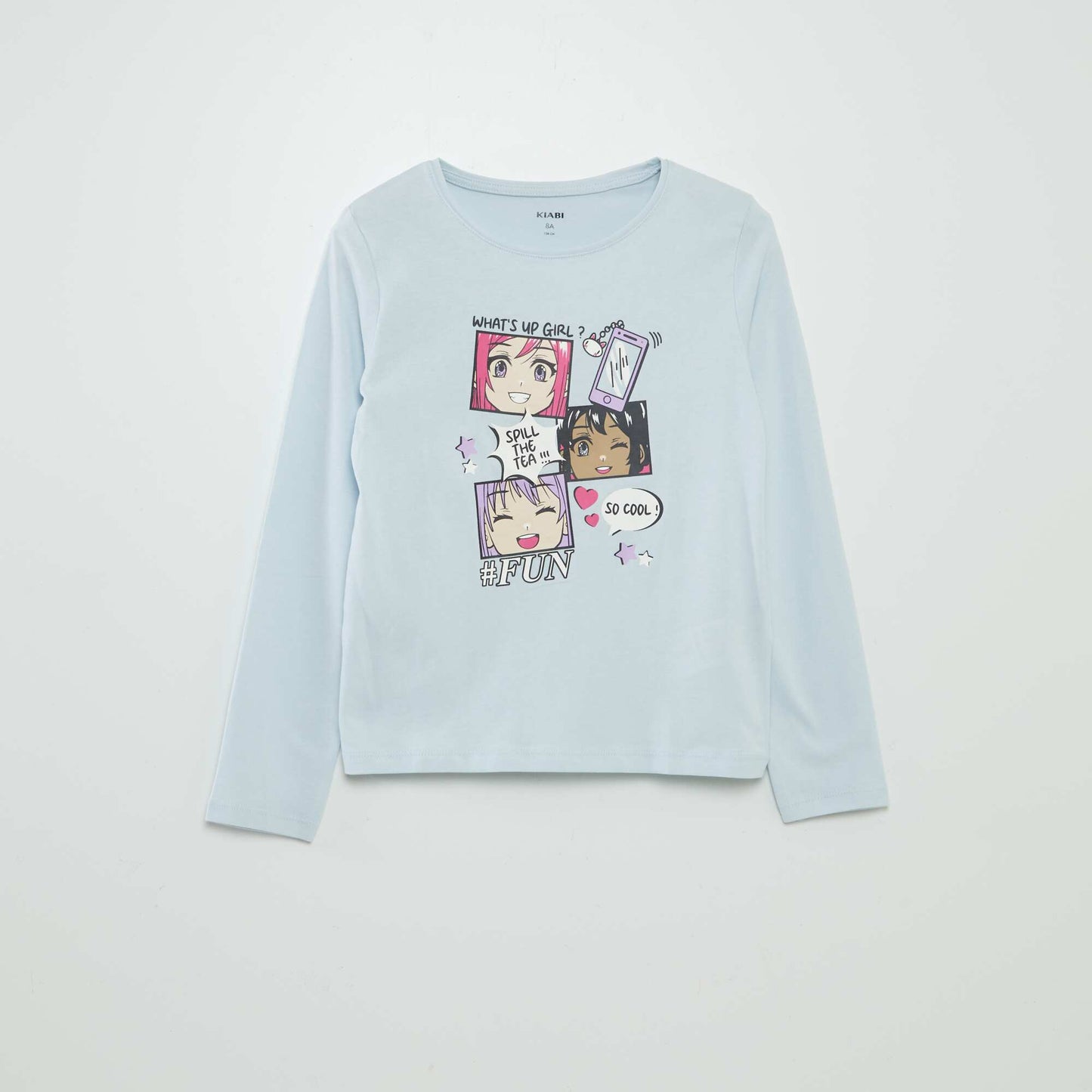 T-shirt manches longues imprimé Bleu