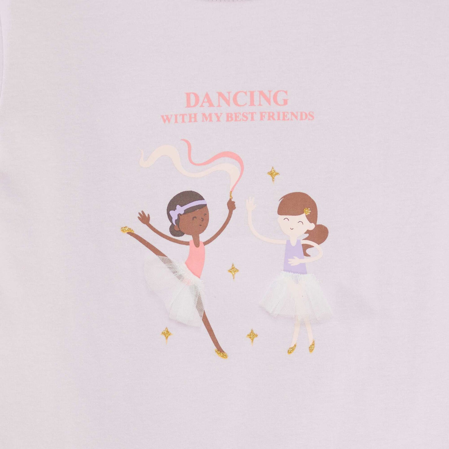 T-shirt manches longues en jersey imprimé + reliefs fantaisies Violet