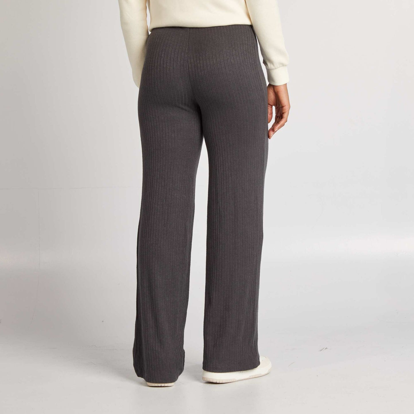 Pantalon de maternité large en rib gris foncé