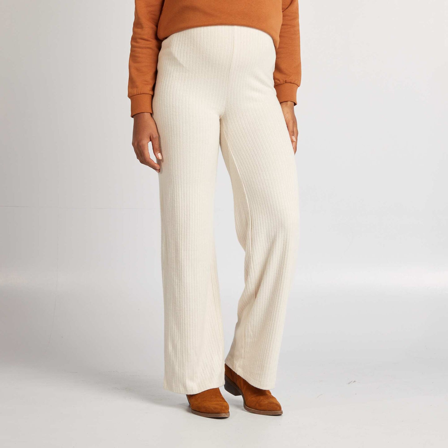 Pantalon de maternité large en rib Beige