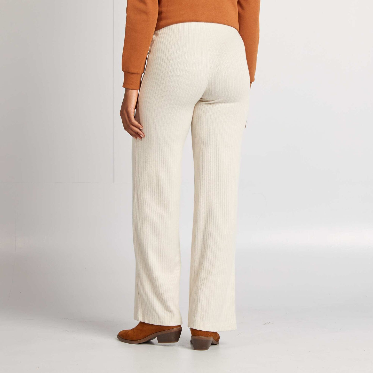 Pantalon de maternité large en rib Beige