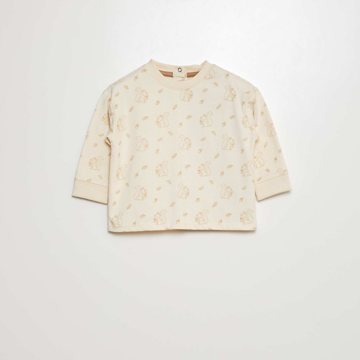 T-shirt à motif avec ouverture entièrement pressionnée Beige