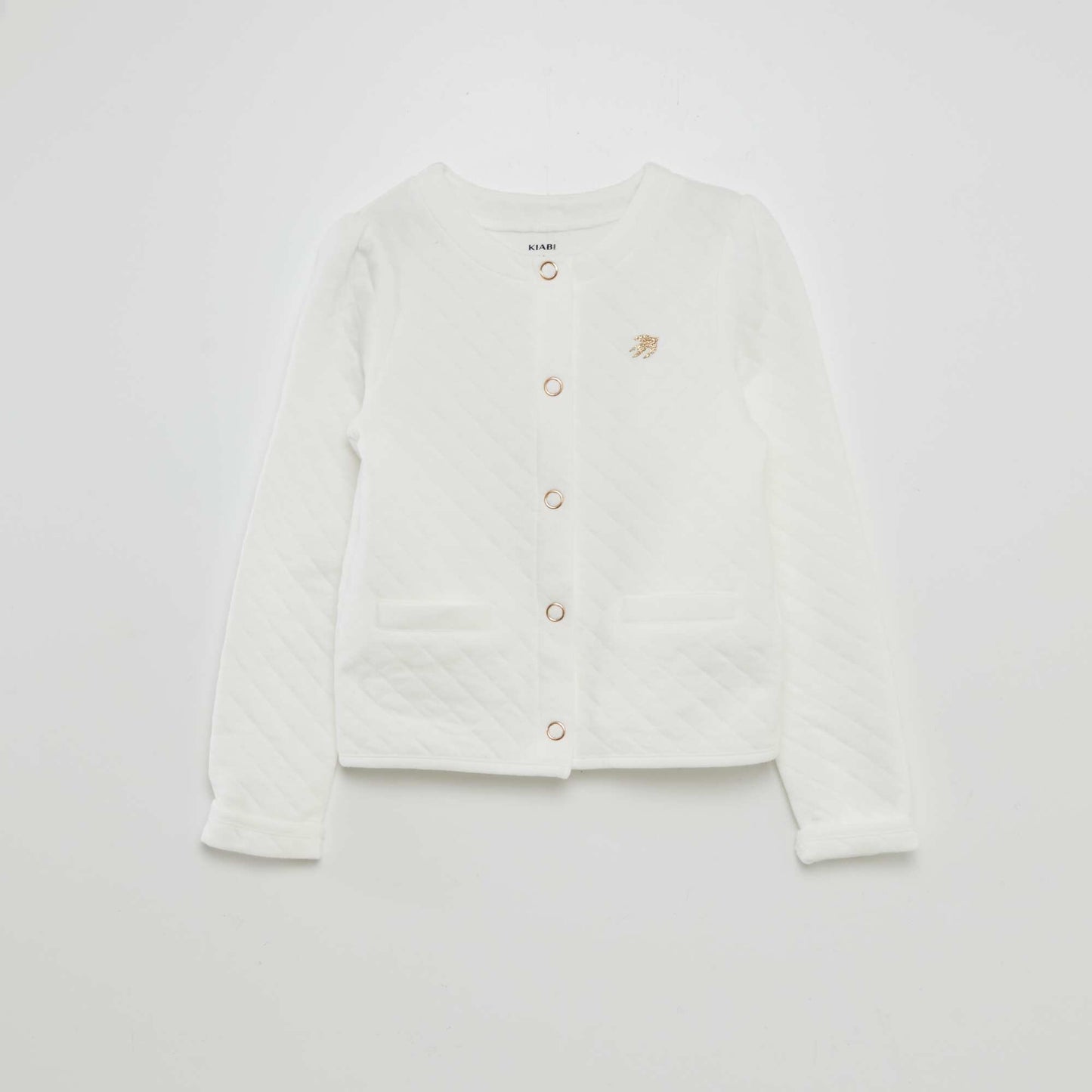 Gilet effet matelassé avec broderie poitrine Blanc