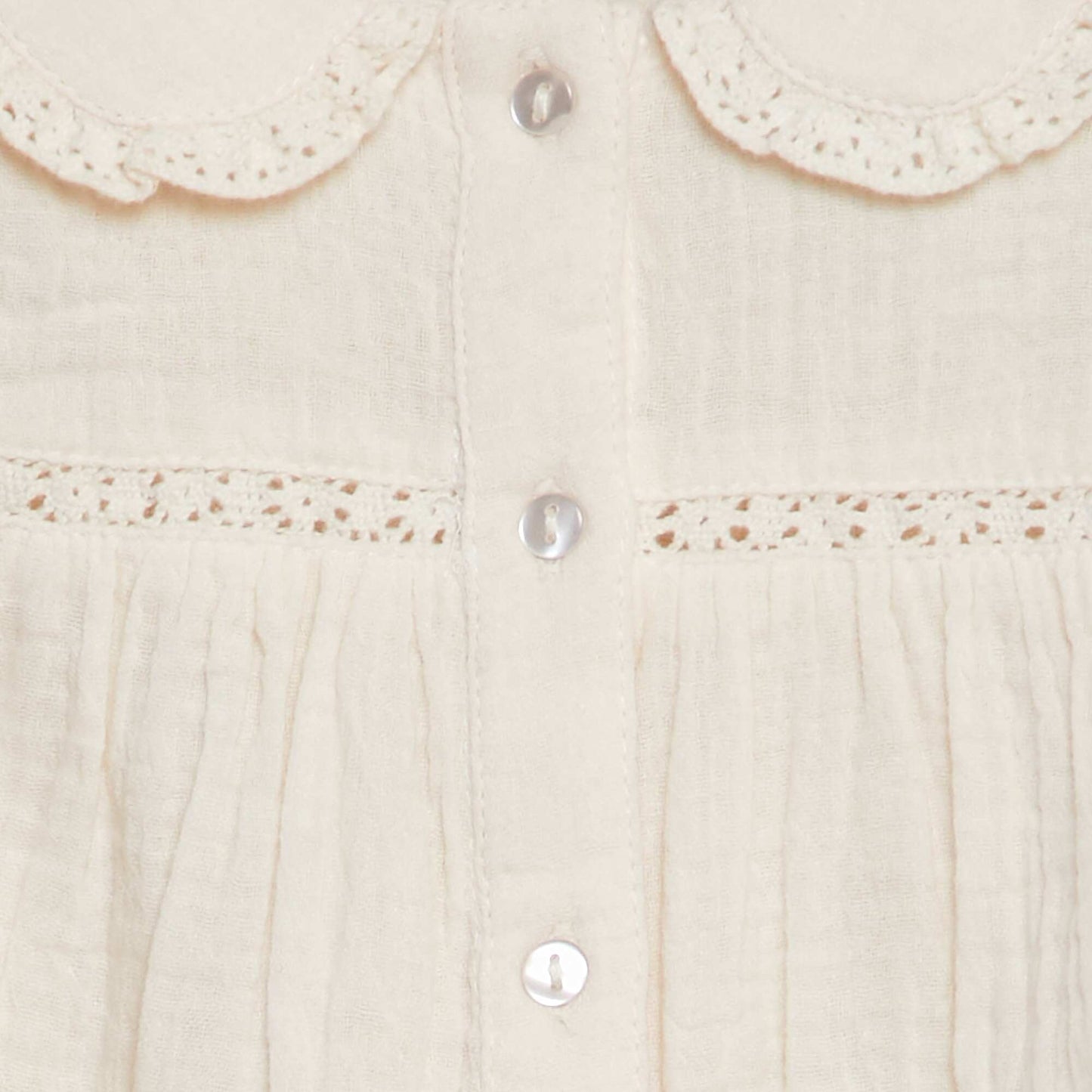 Chemise en double gaze de coton avec col claudine Blanc