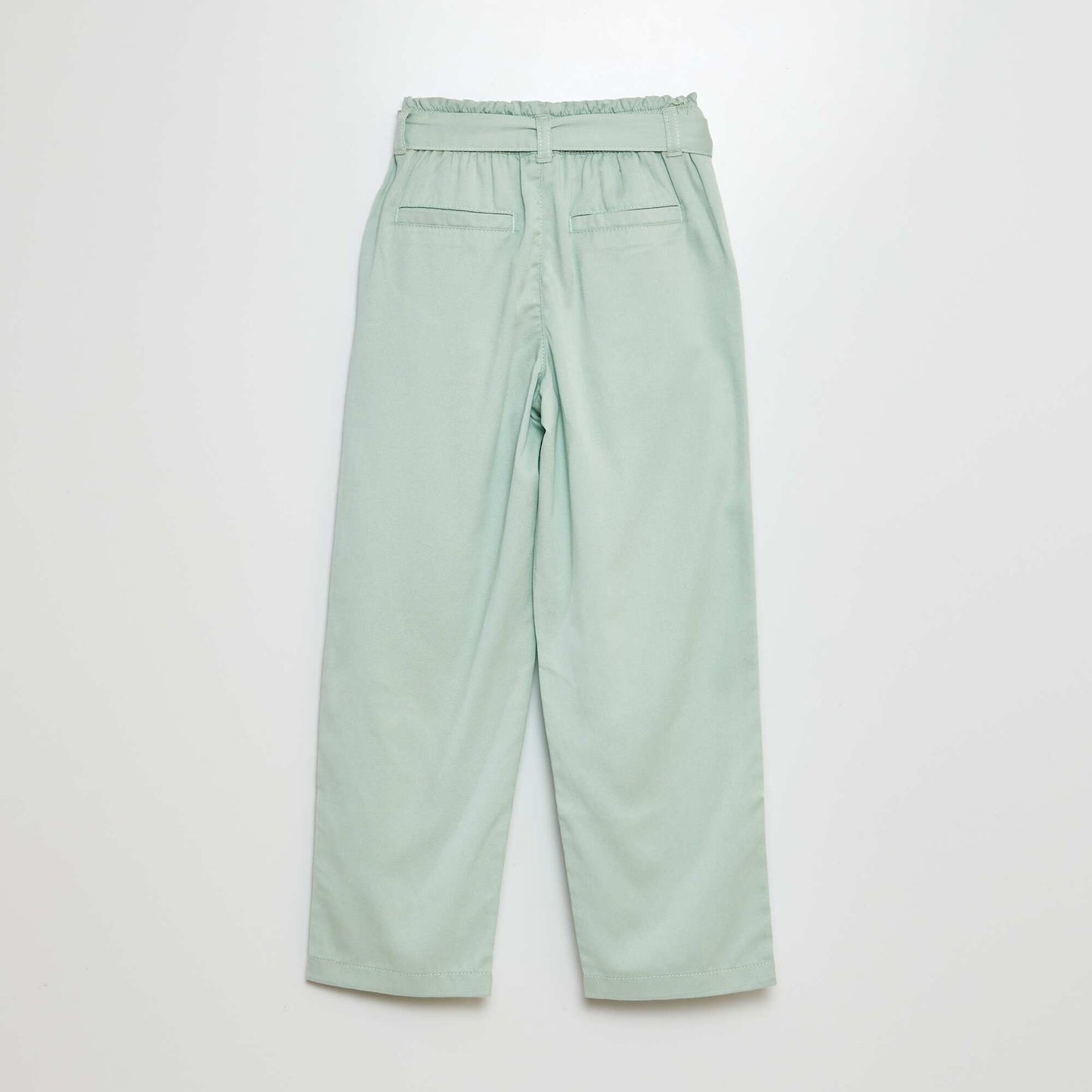 Pantalon fluide volanté avec ceinture à nouer bleu