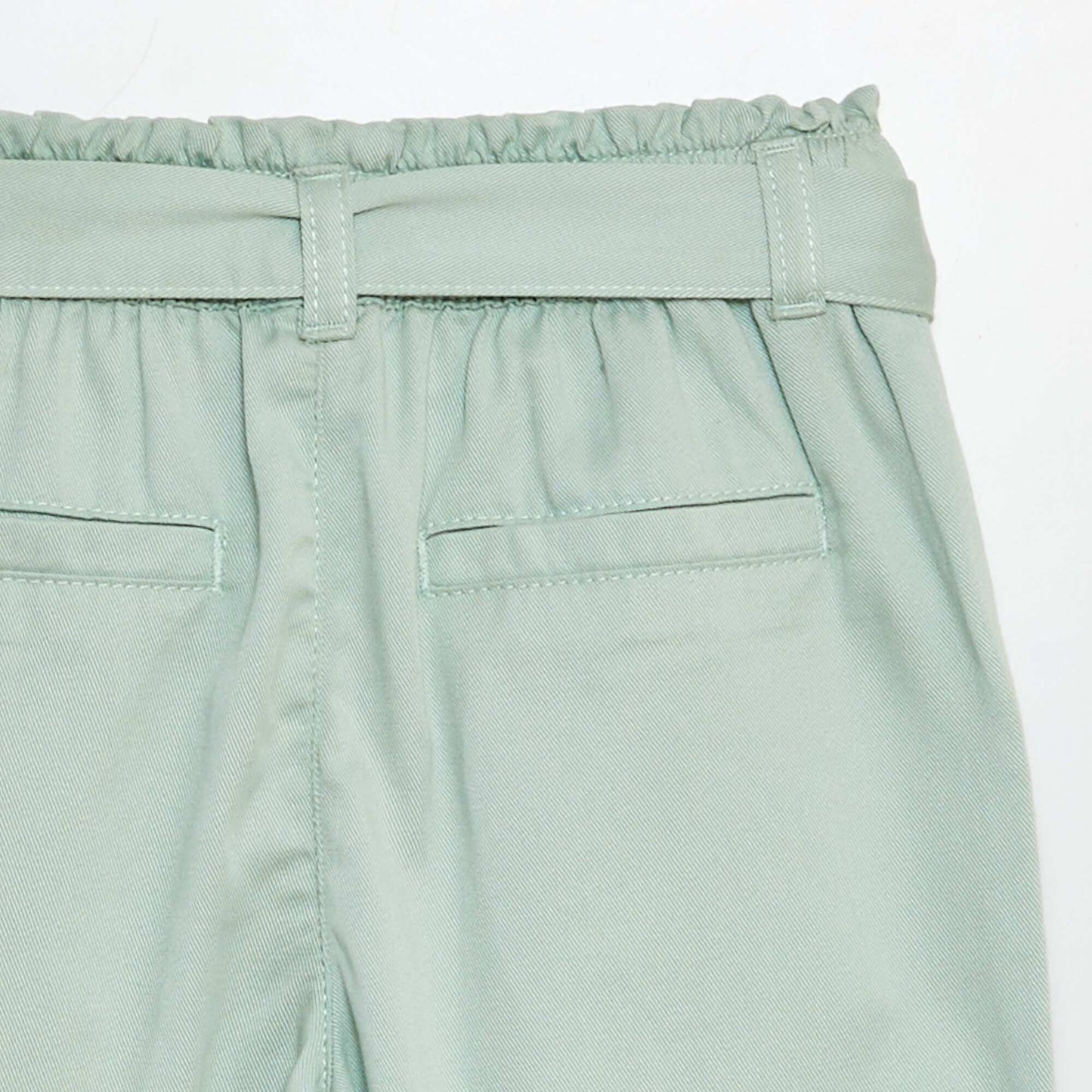 Pantalon fluide volanté avec ceinture à nouer bleu
